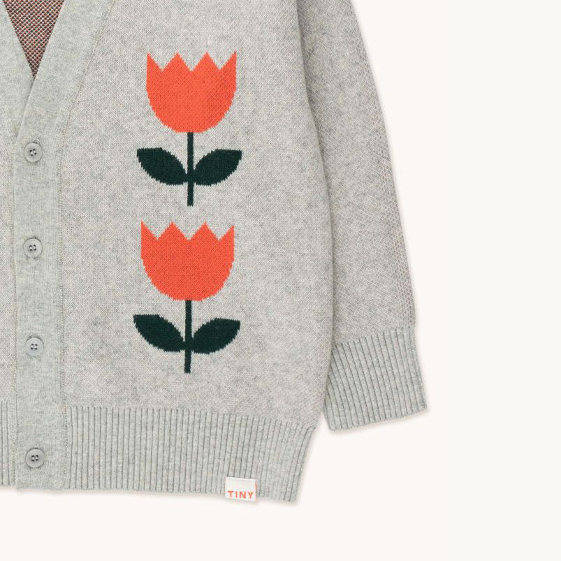 Boys & Girls Grey Flowers Cardigan
