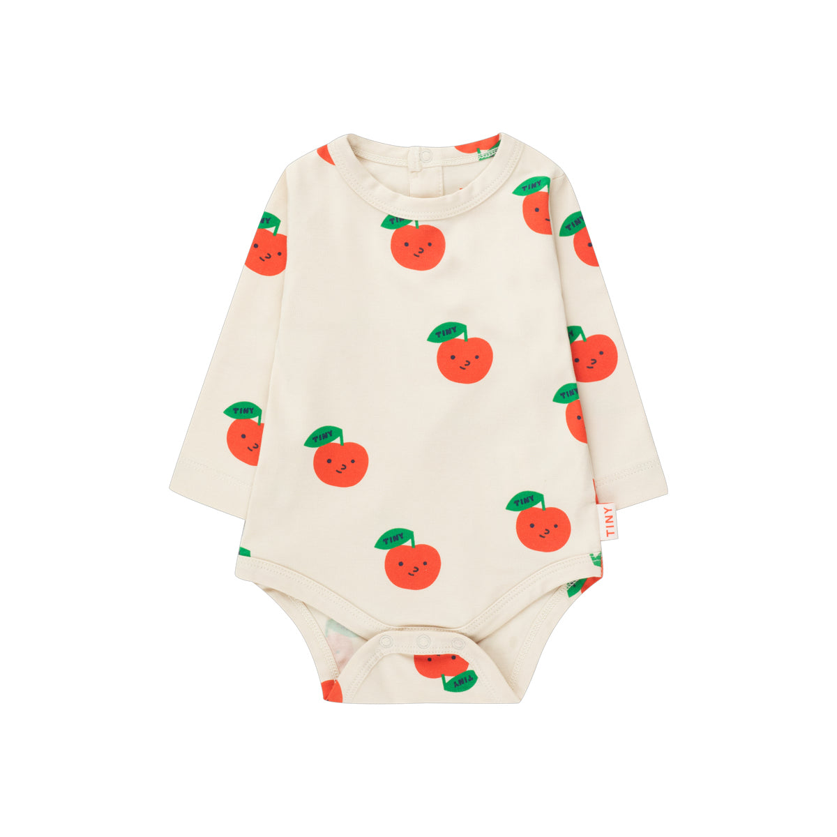 Baby Boys & Girls White Apple Printed Cotton Babysuit