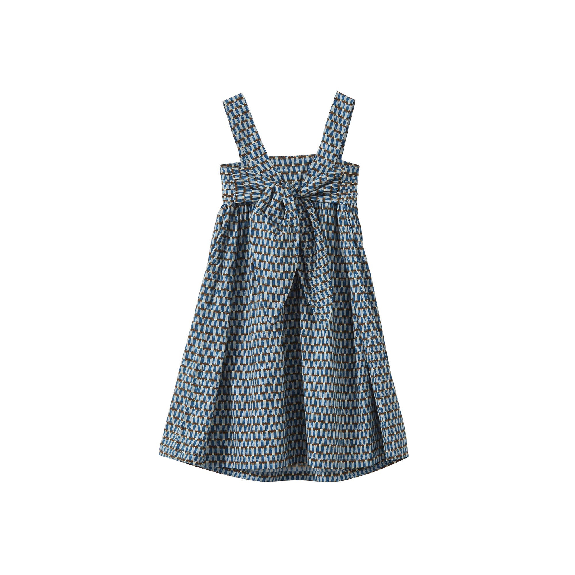 Girls Blue Printed Cotton Dress