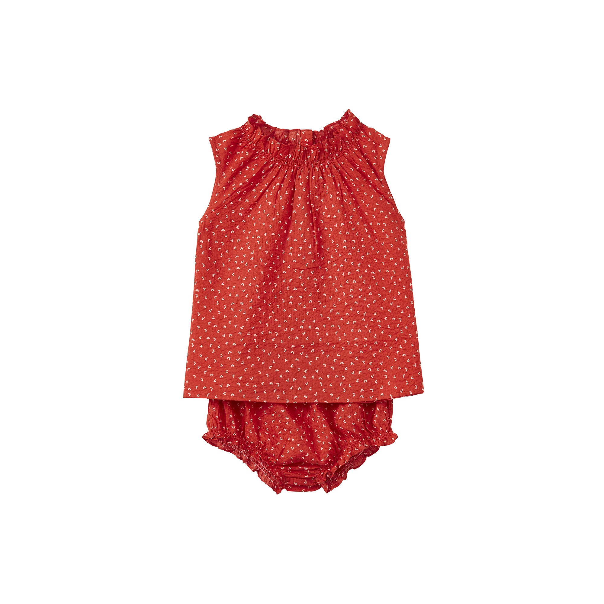 Girls Red Printed Cotton Set