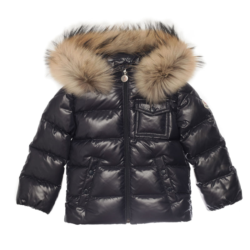 Baby Navy Blue Plush Trims Hooded 'K2'Jacket - CÉMAROSE | Children's Fashion Store - 1