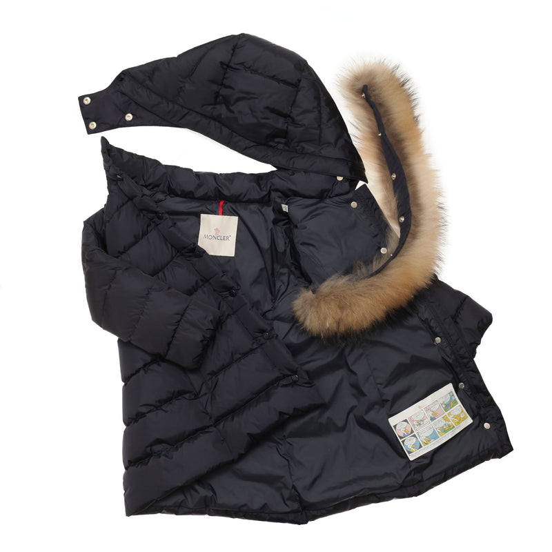 Girls Navy Blue Plush Trims Hooded 'Neste'Jacket - CÉMAROSE | Children's Fashion Store - 2