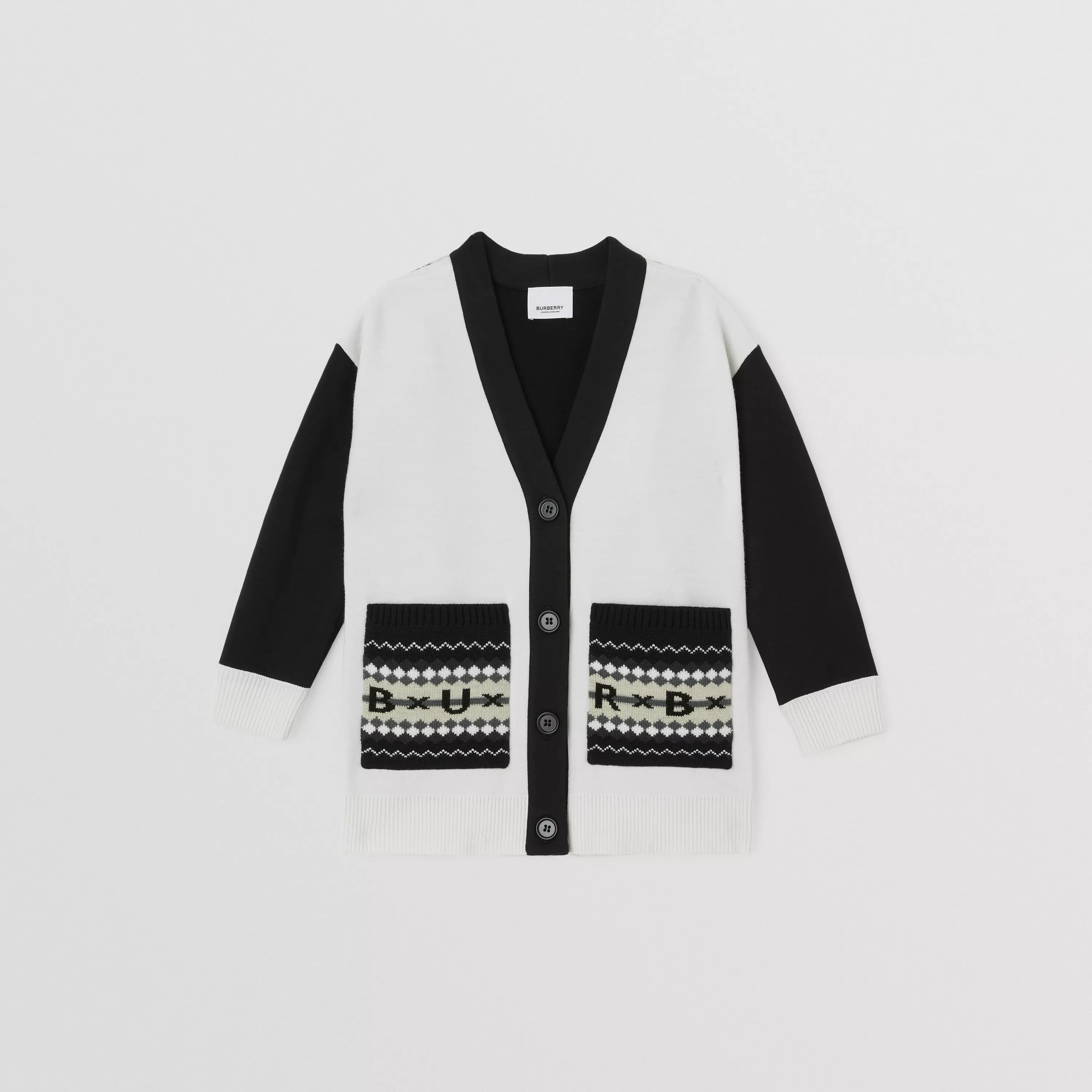 Girls White Logo Wool Cardigan