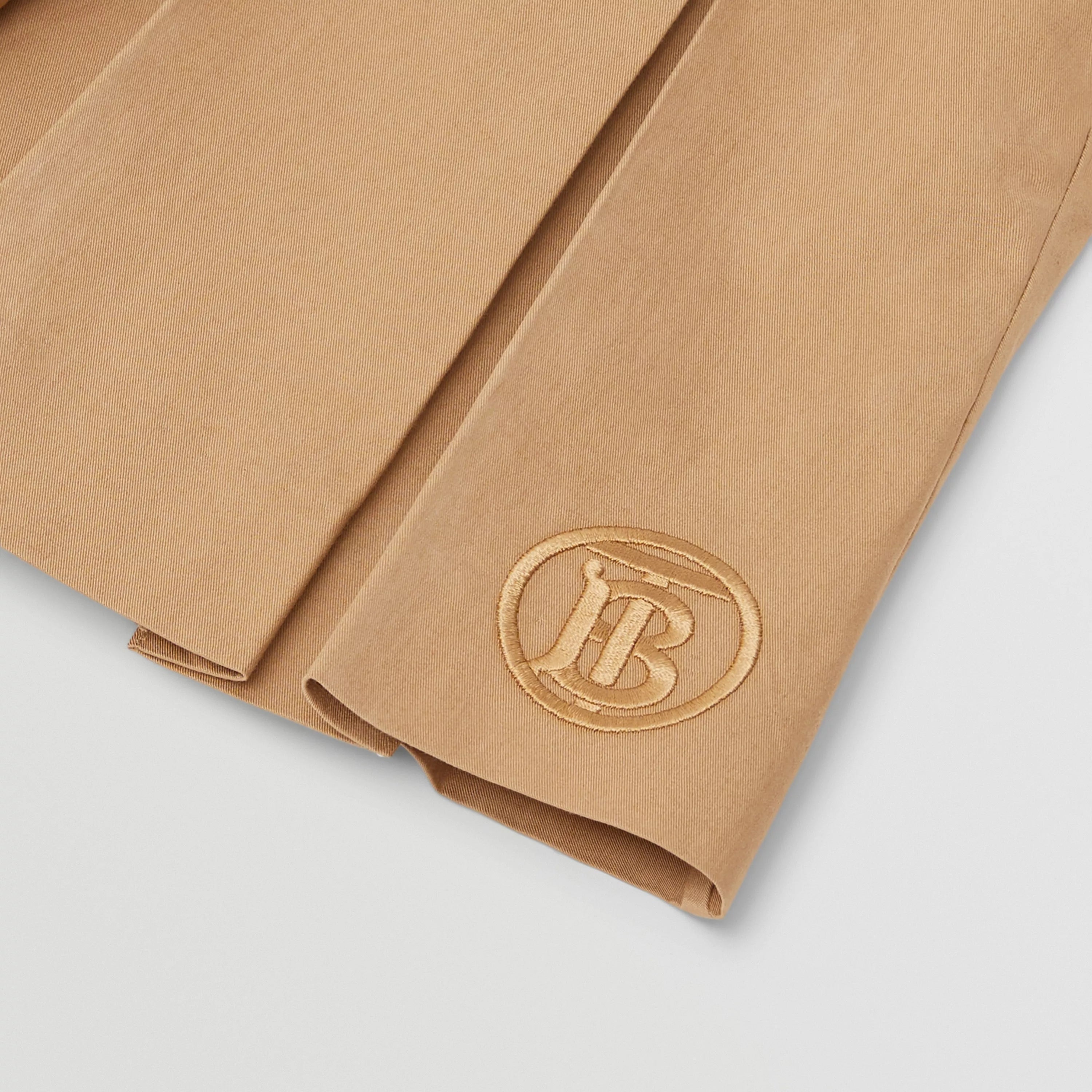 Girls Beige Logo Pleated Skirt