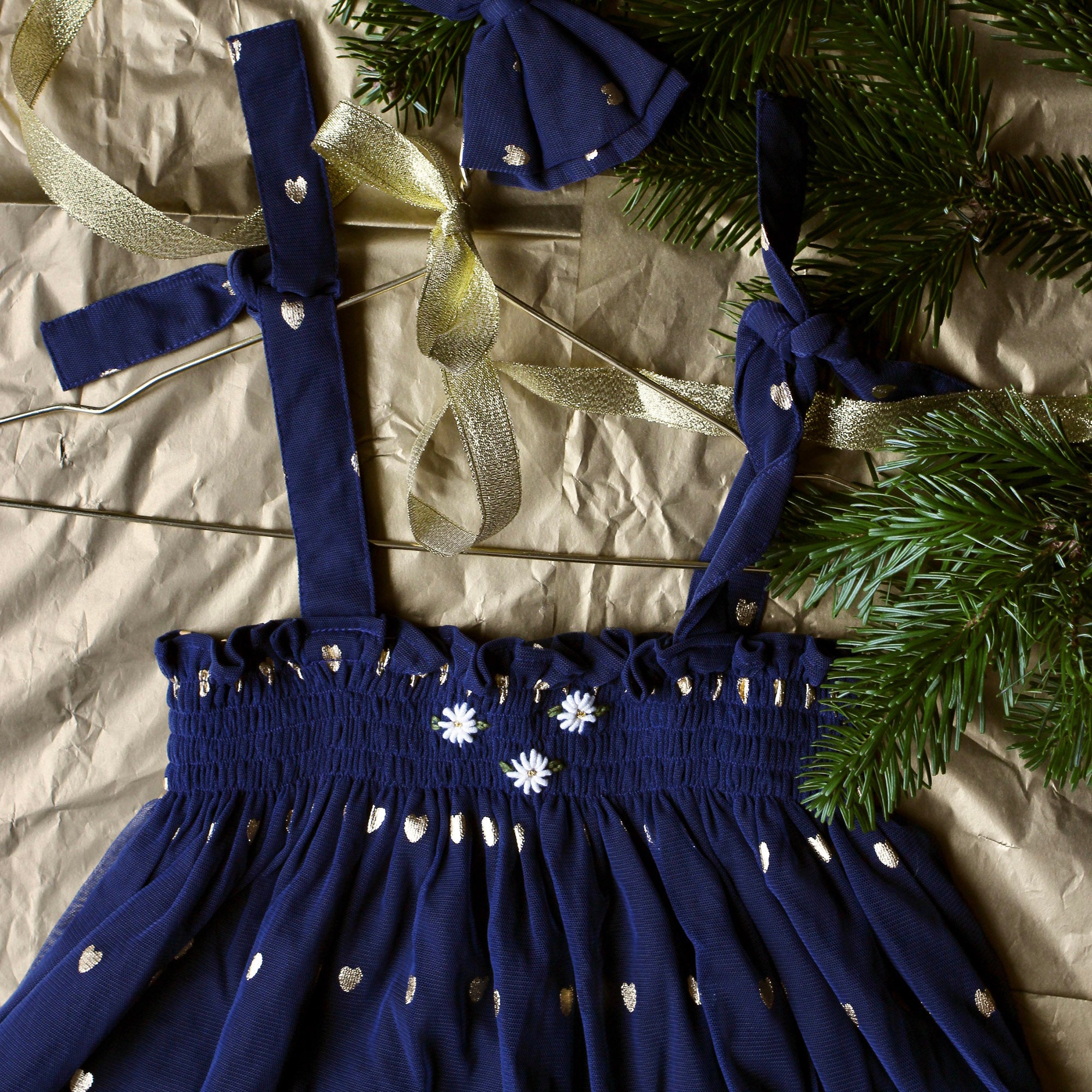 Girls Blue Heart Cotton Dress