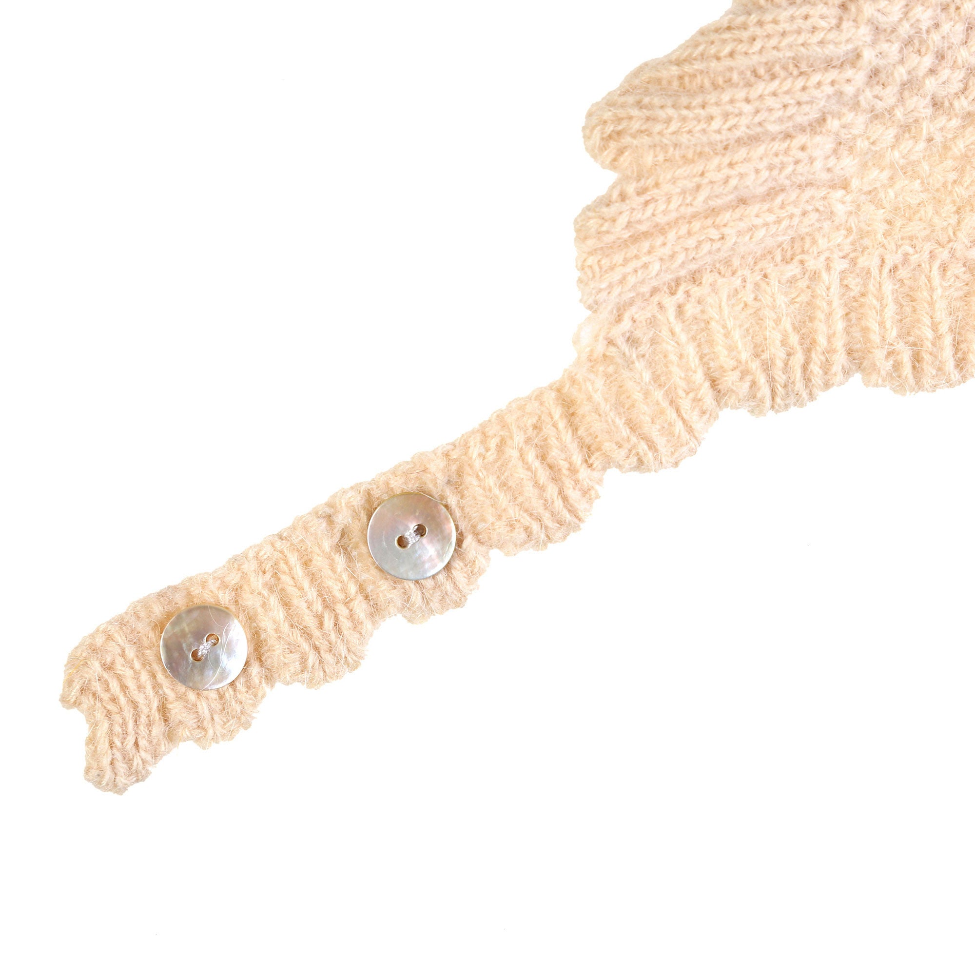 Girls Beige Tassel Trims Knitted Cotton 'Kira'Bonnet - CÉMAROSE | Children's Fashion Store - 5