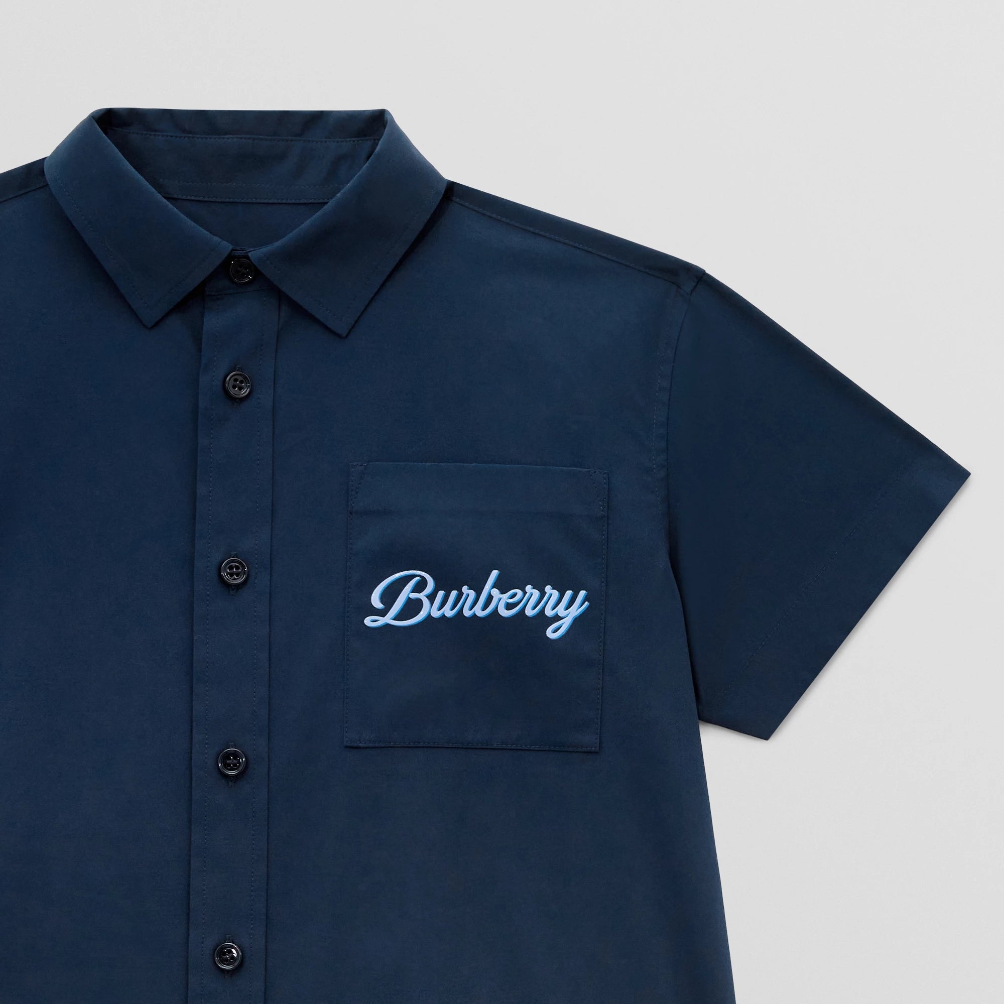 Boys Blue Logo Cotton Shirt