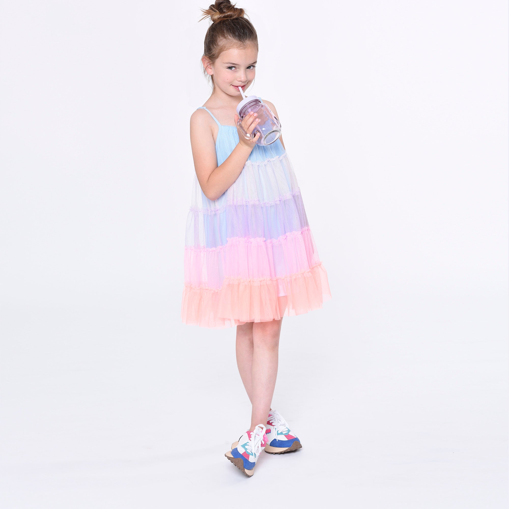 Girls Multicolor Tulle Dress