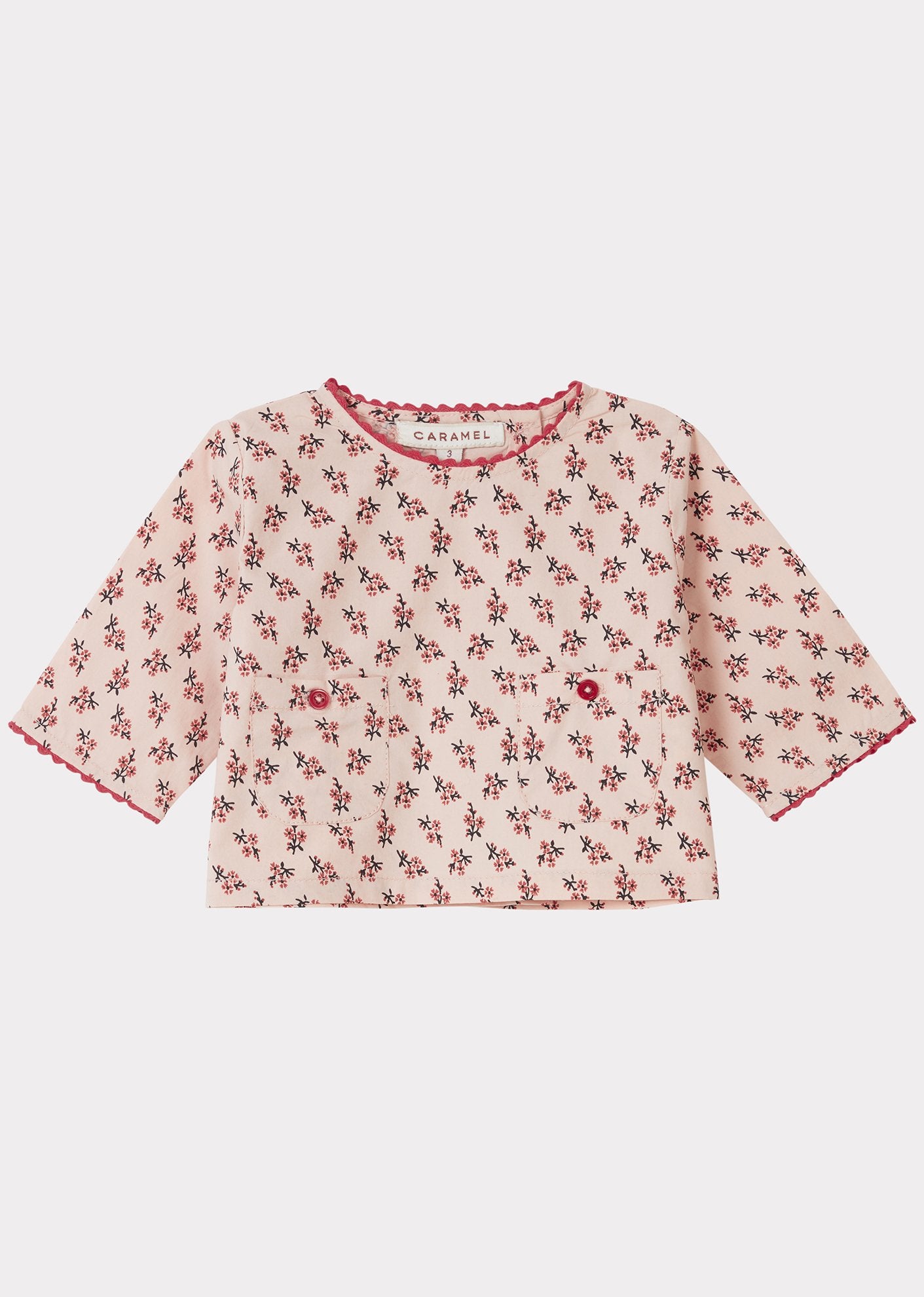 Baby Girls Light Pink Floral Cotton Top