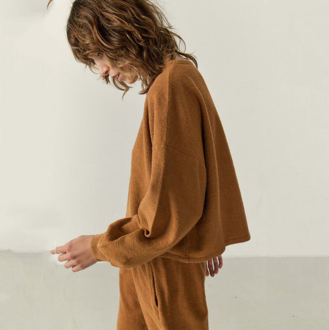 Girls Camel Cotton Sweatshirt