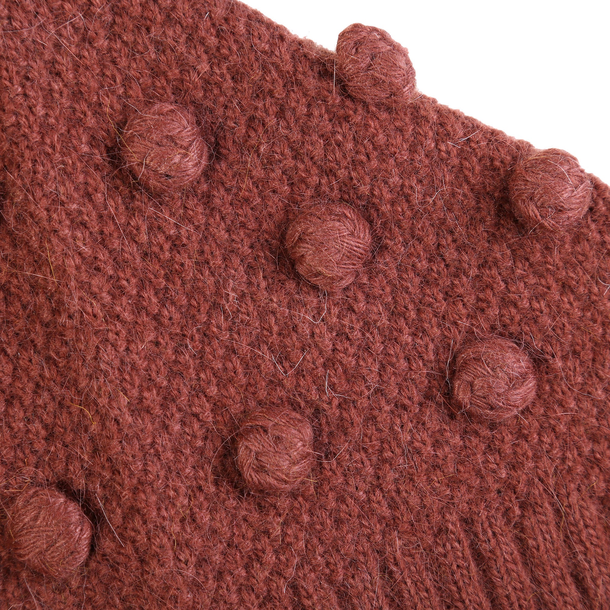 Girls Dark Red Tassel Trims Knitted Cotton 'Kira'Bonnet - CÉMAROSE | Children's Fashion Store - 4