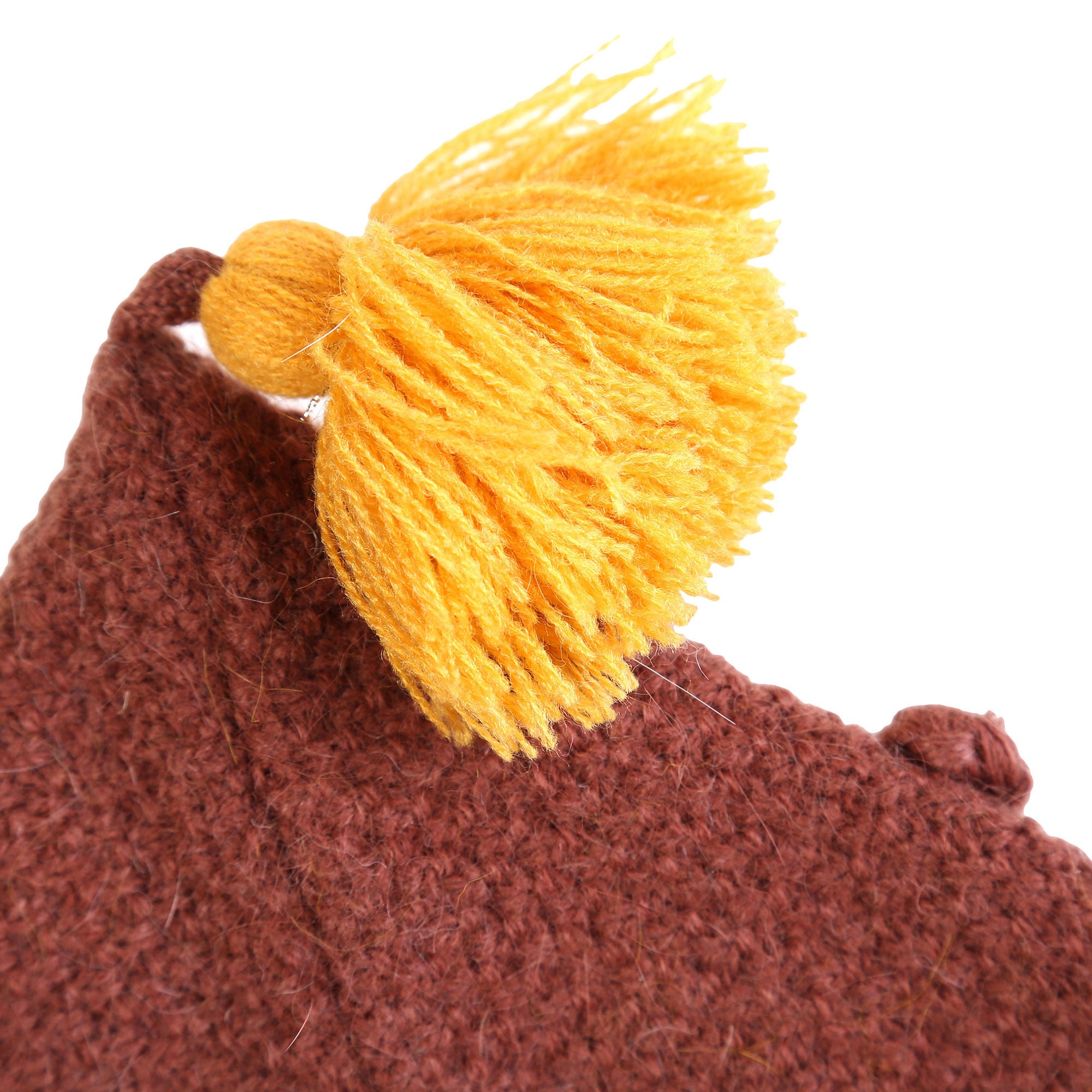 Girls Dark Red Tassel Trims Knitted Cotton 'Kira'Bonnet - CÉMAROSE | Children's Fashion Store - 5
