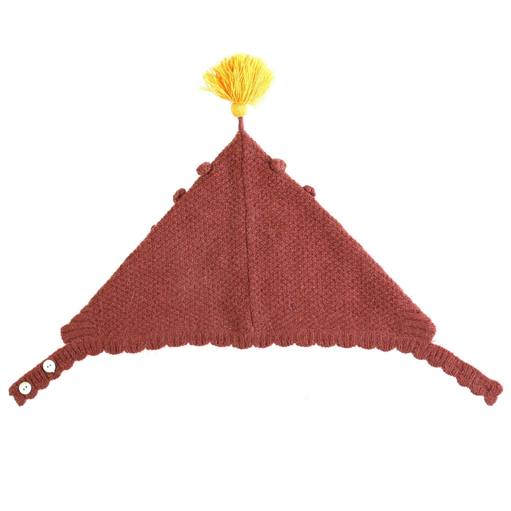 Girls Dark Red Tassel Trims Knitted Cotton 'Kira'Bonnet - CÉMAROSE | Children's Fashion Store - 3