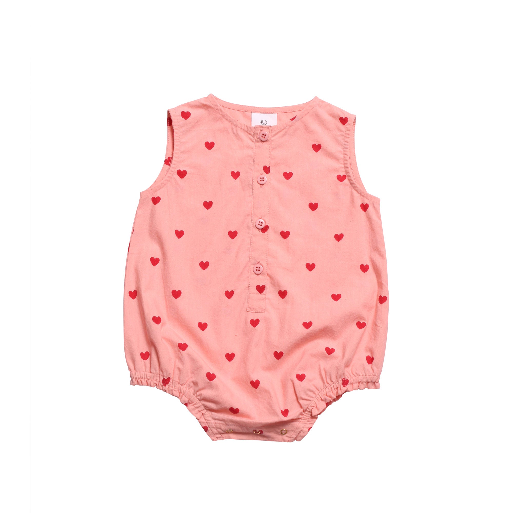 Baby Girls Pink Heart Cotton Babysuit