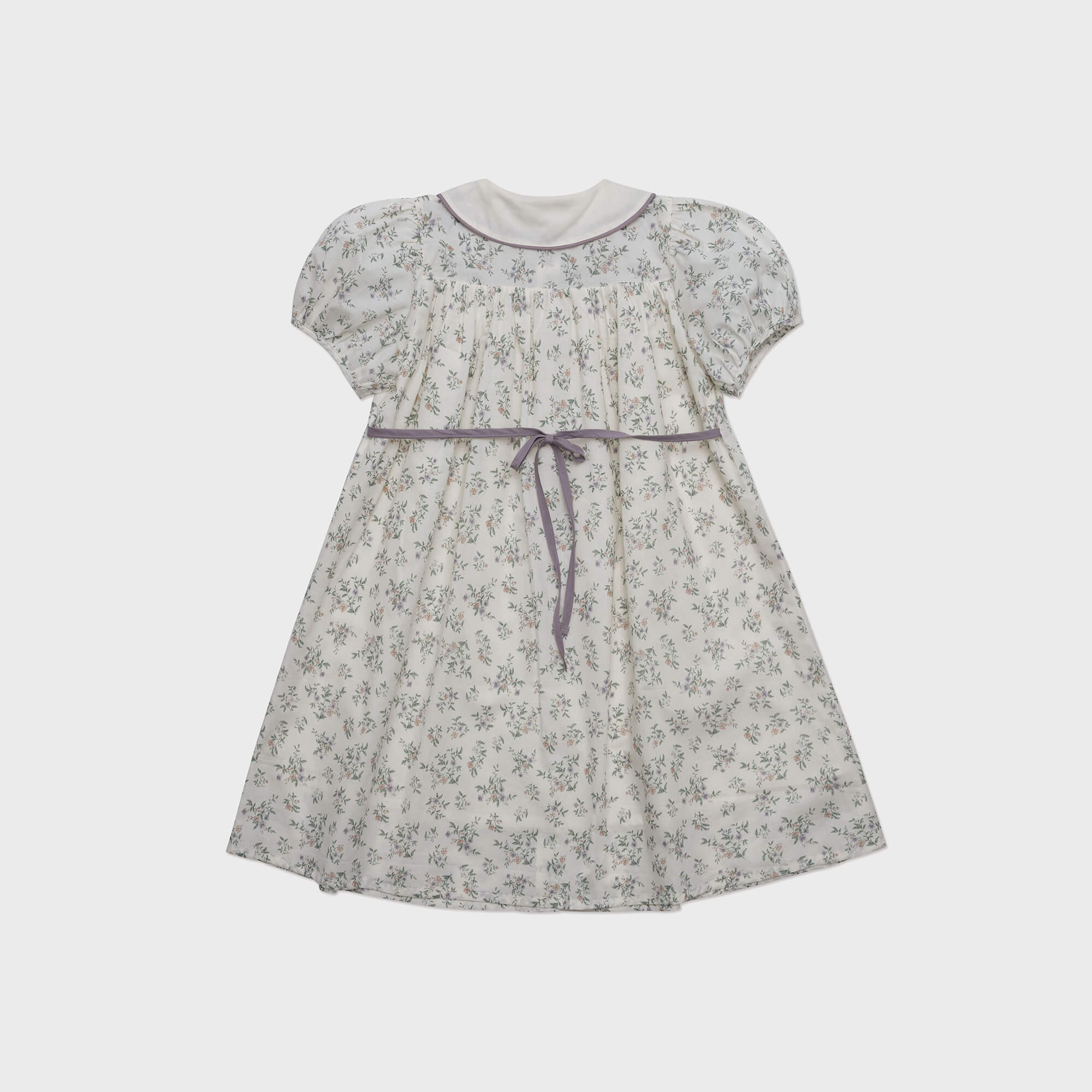 Girls Green Floral Cotton Dress