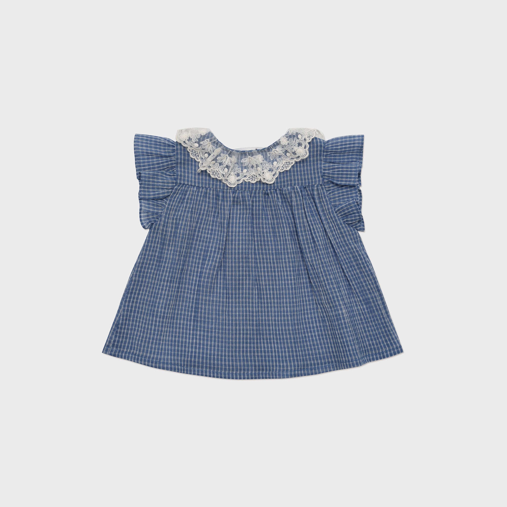 Baby Girls Blue Check Cotton Top