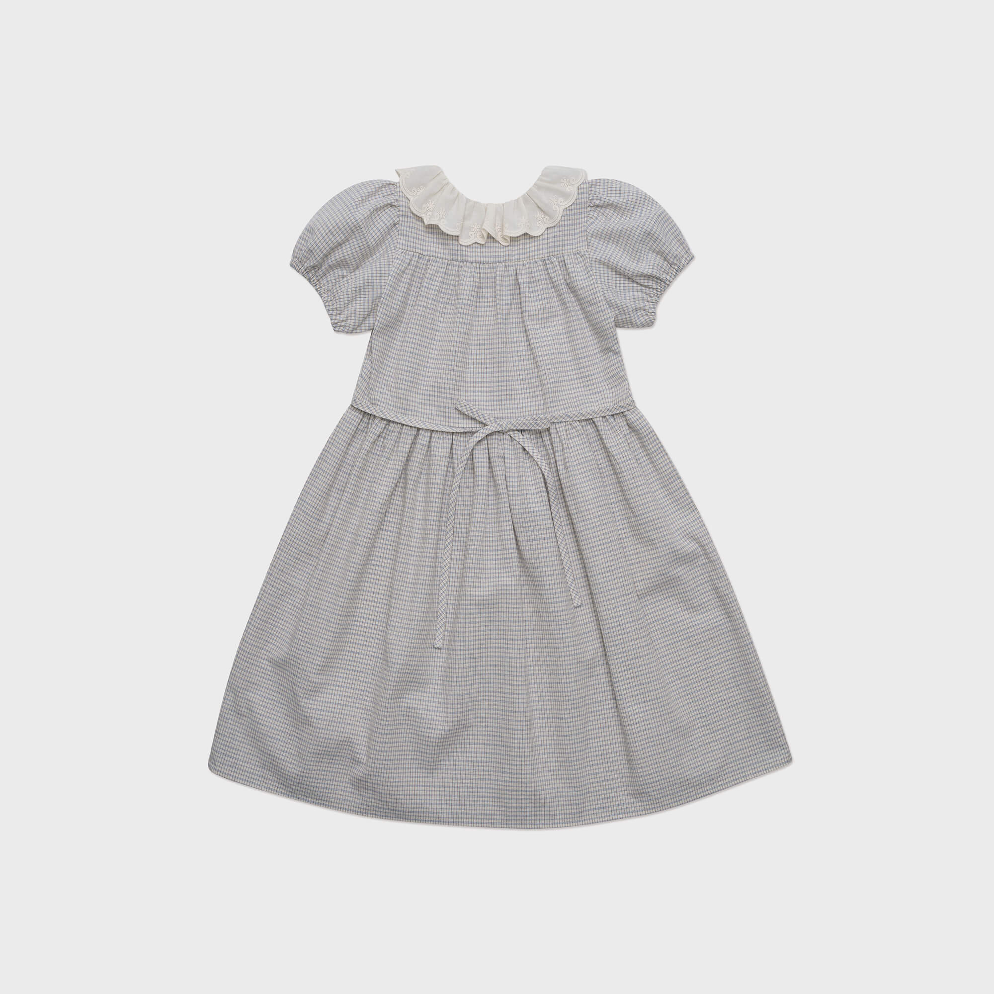Girls Blue Check Cotton Dress