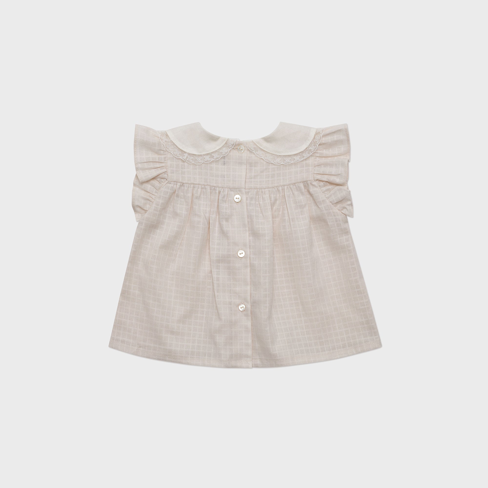 Baby Girls Beige Embroidered Cotton Top