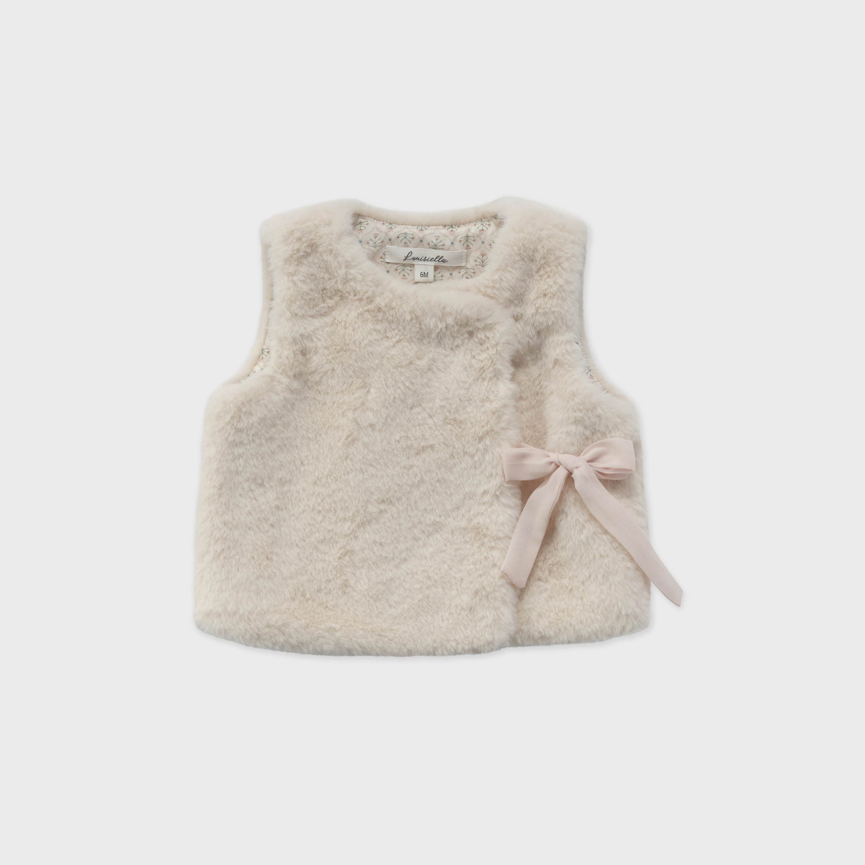 Baby Girls White Faux-Fur Gilet