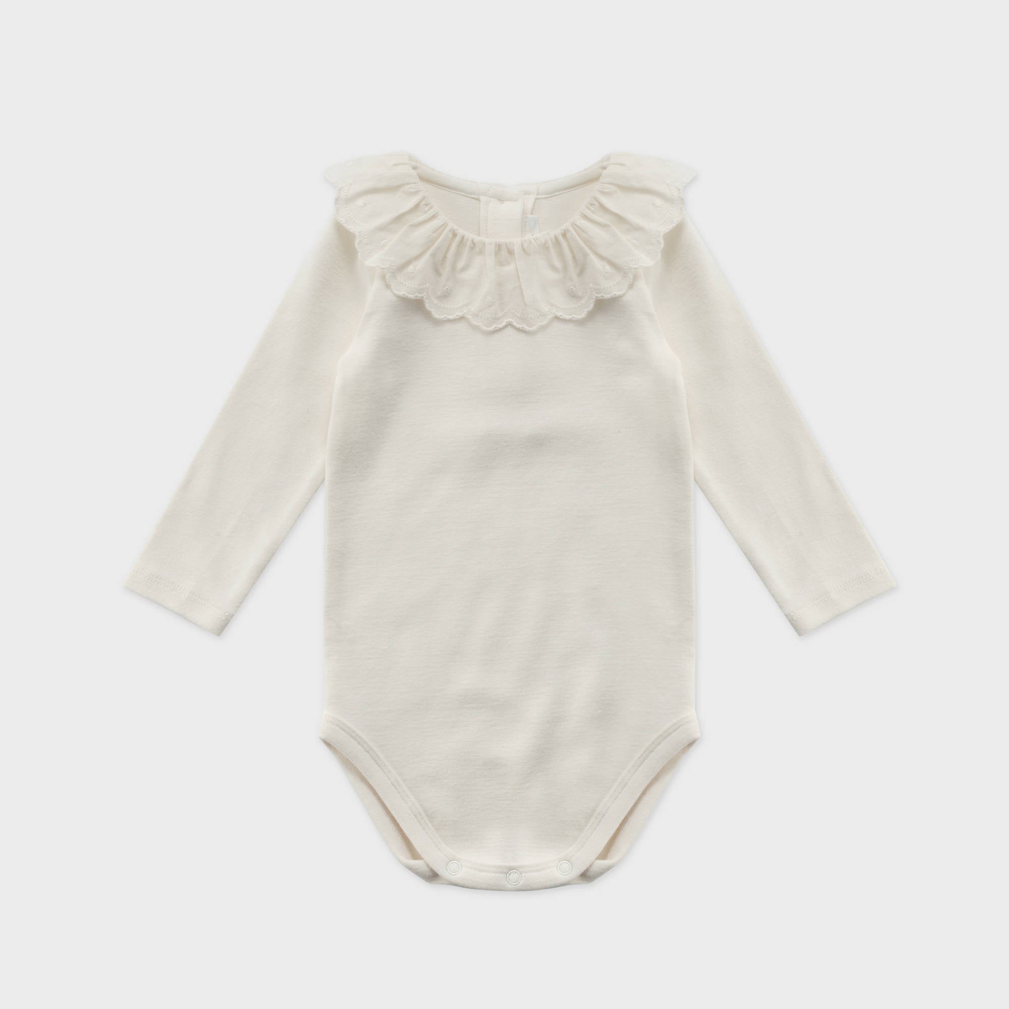 Baby Girls White Ruffled Cotton Babysuit