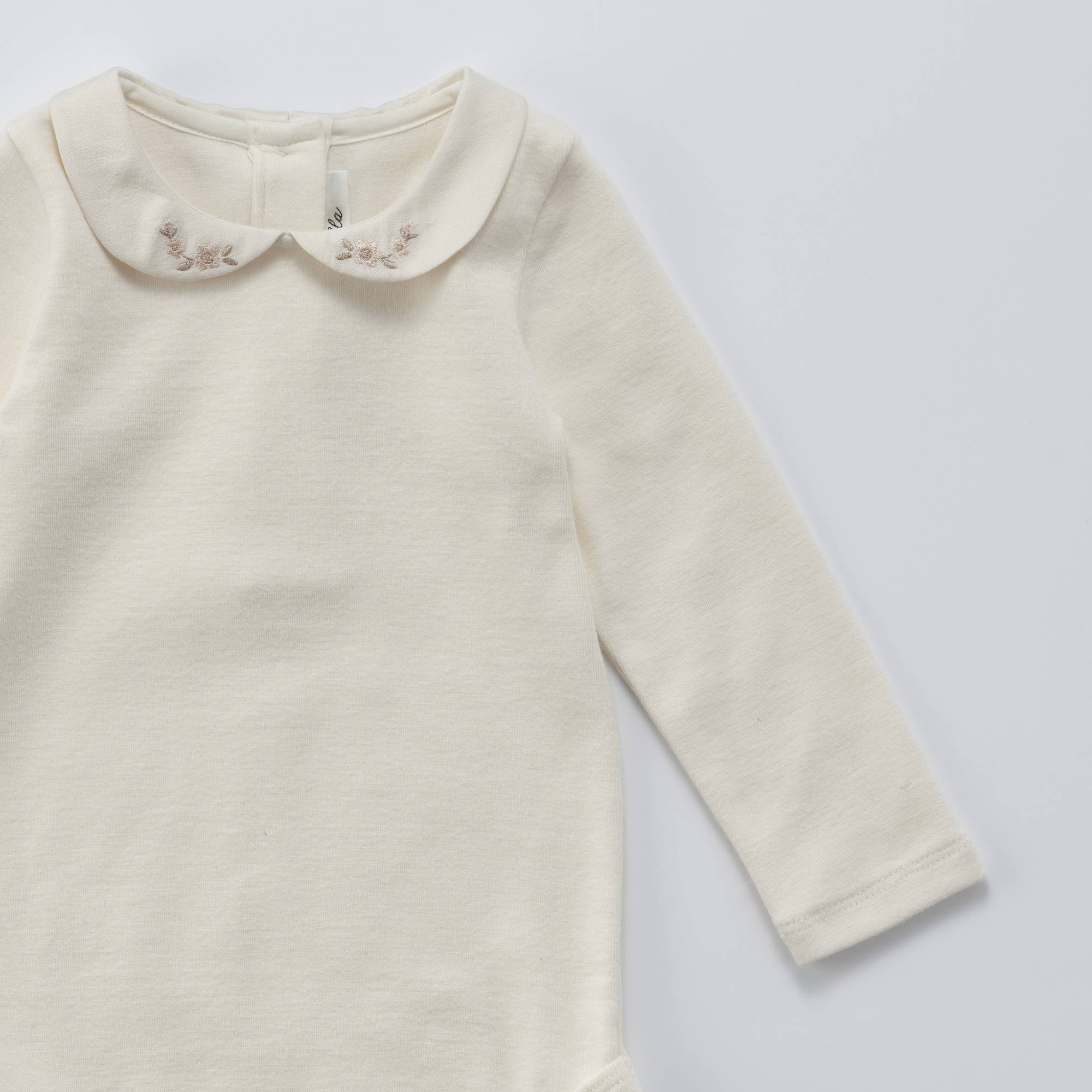 Baby Girls White Embroidered Cotton Babysuit