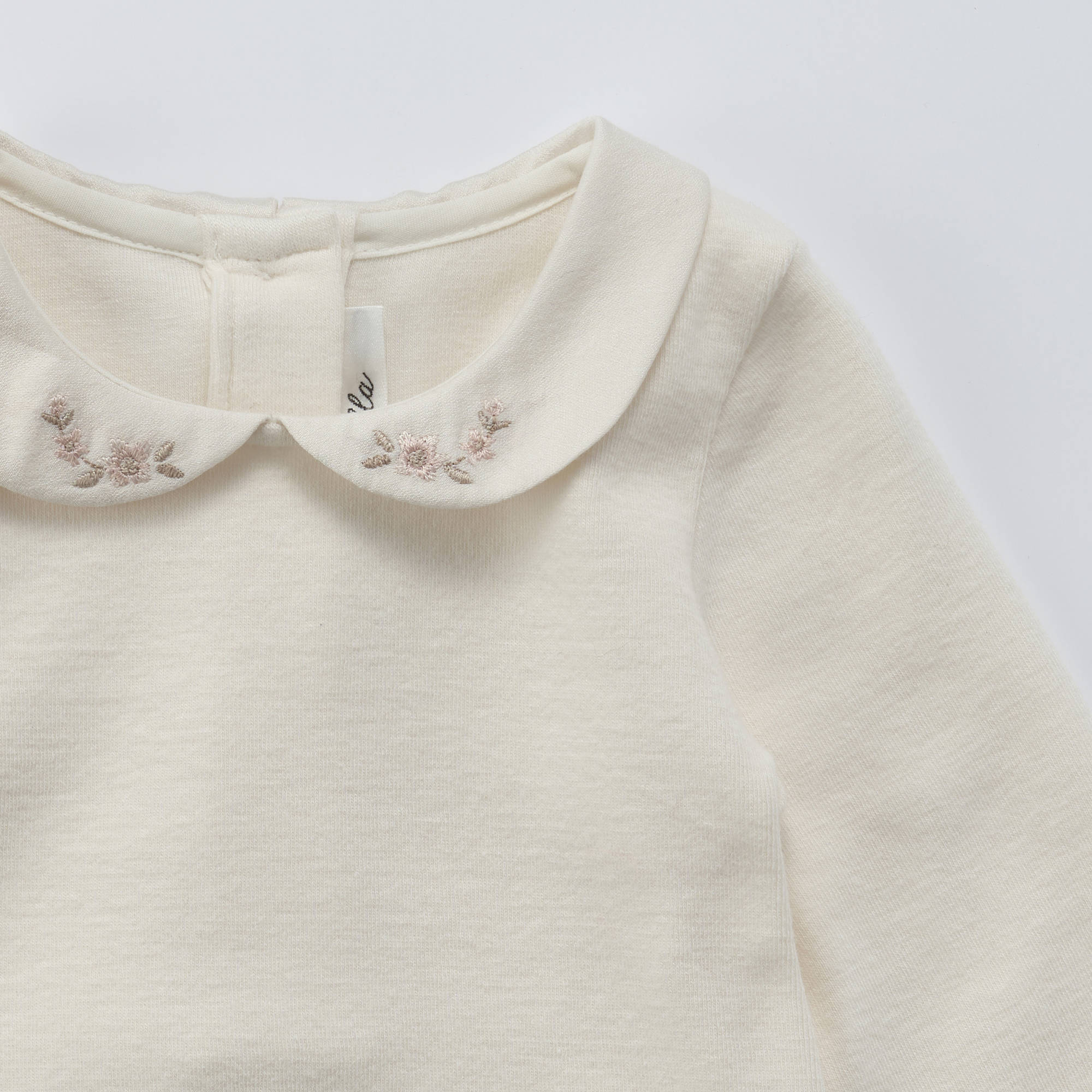 Baby Girls White Embroidered Cotton Babysuit