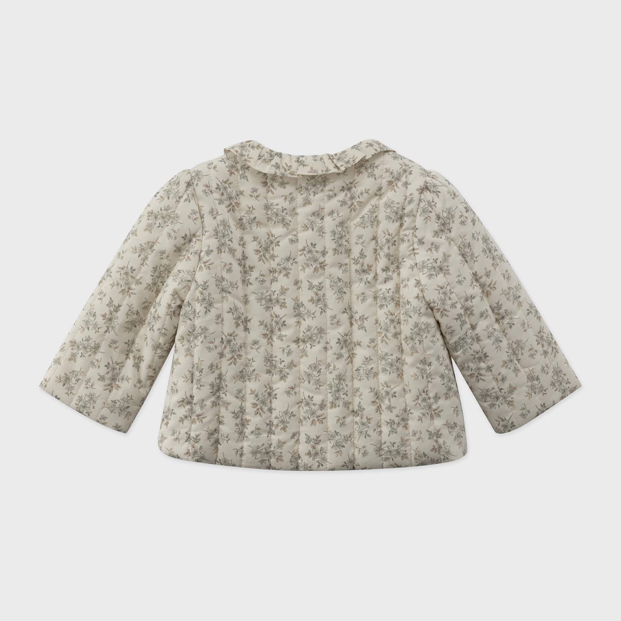 Baby Girls Beige Floral Padded Coat