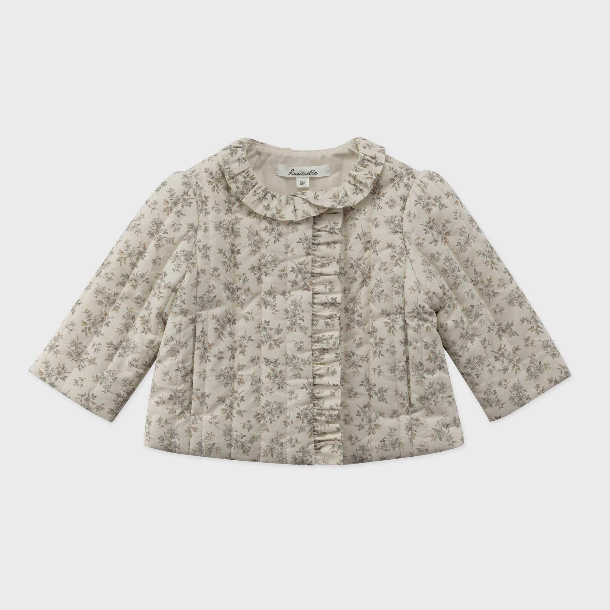 Baby Girls Beige Floral Padded Coat