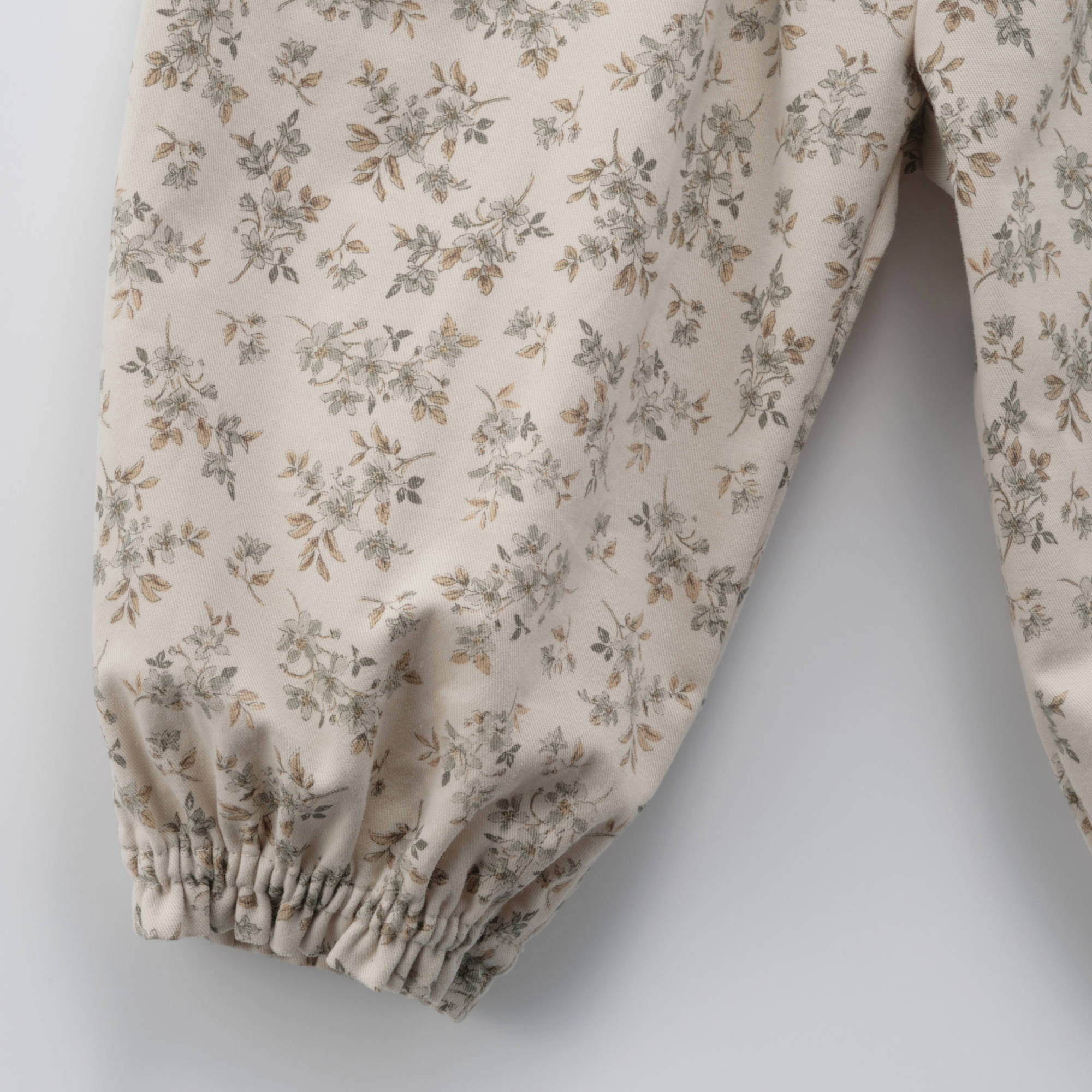 Baby Girls Beige Floral Cotton Trousers