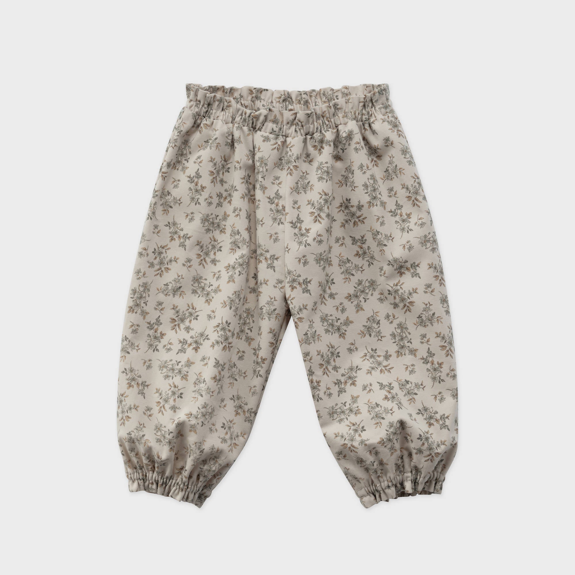 Baby Girls Beige Floral Cotton Trousers