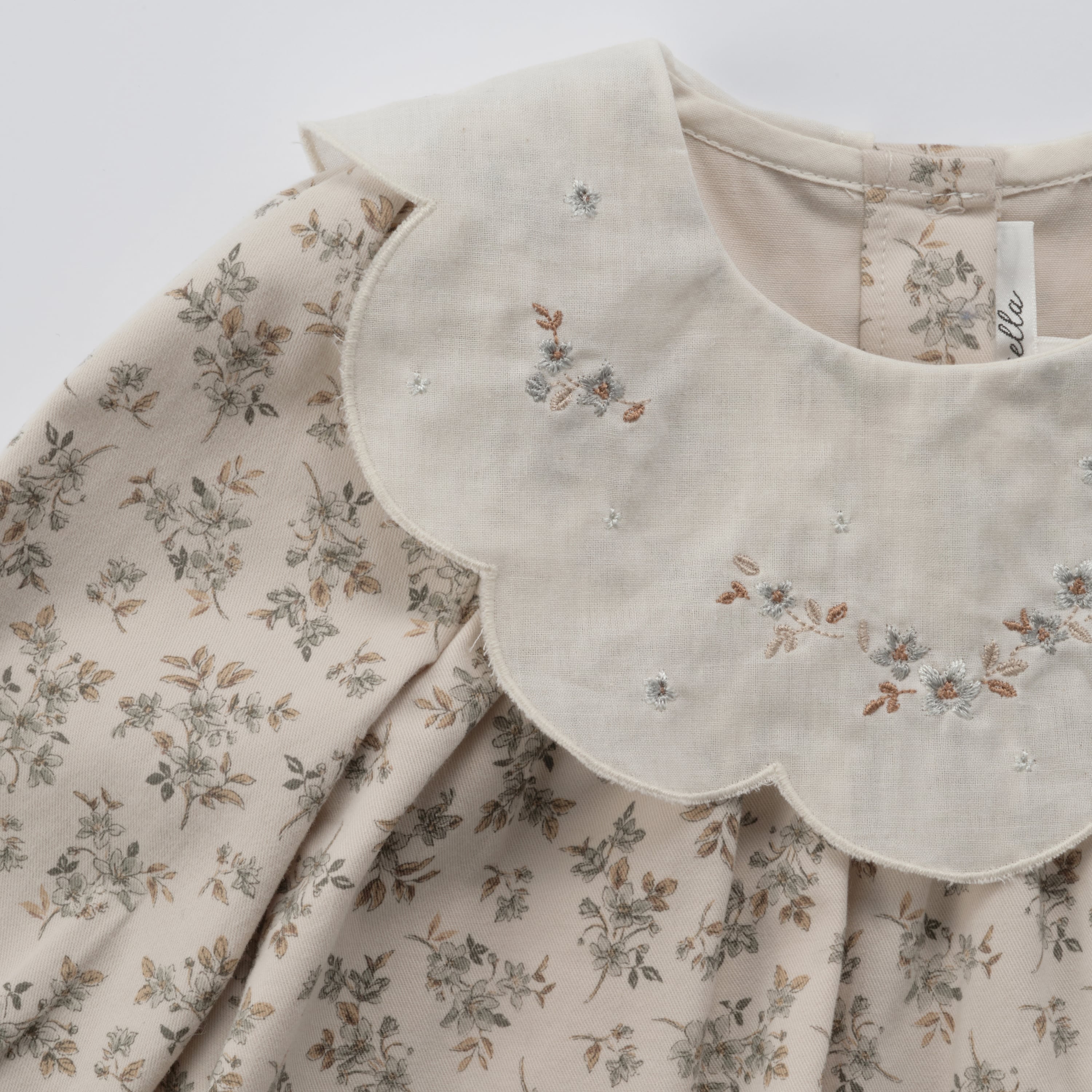 Baby Girls Beige Floral Cotton Babysuit