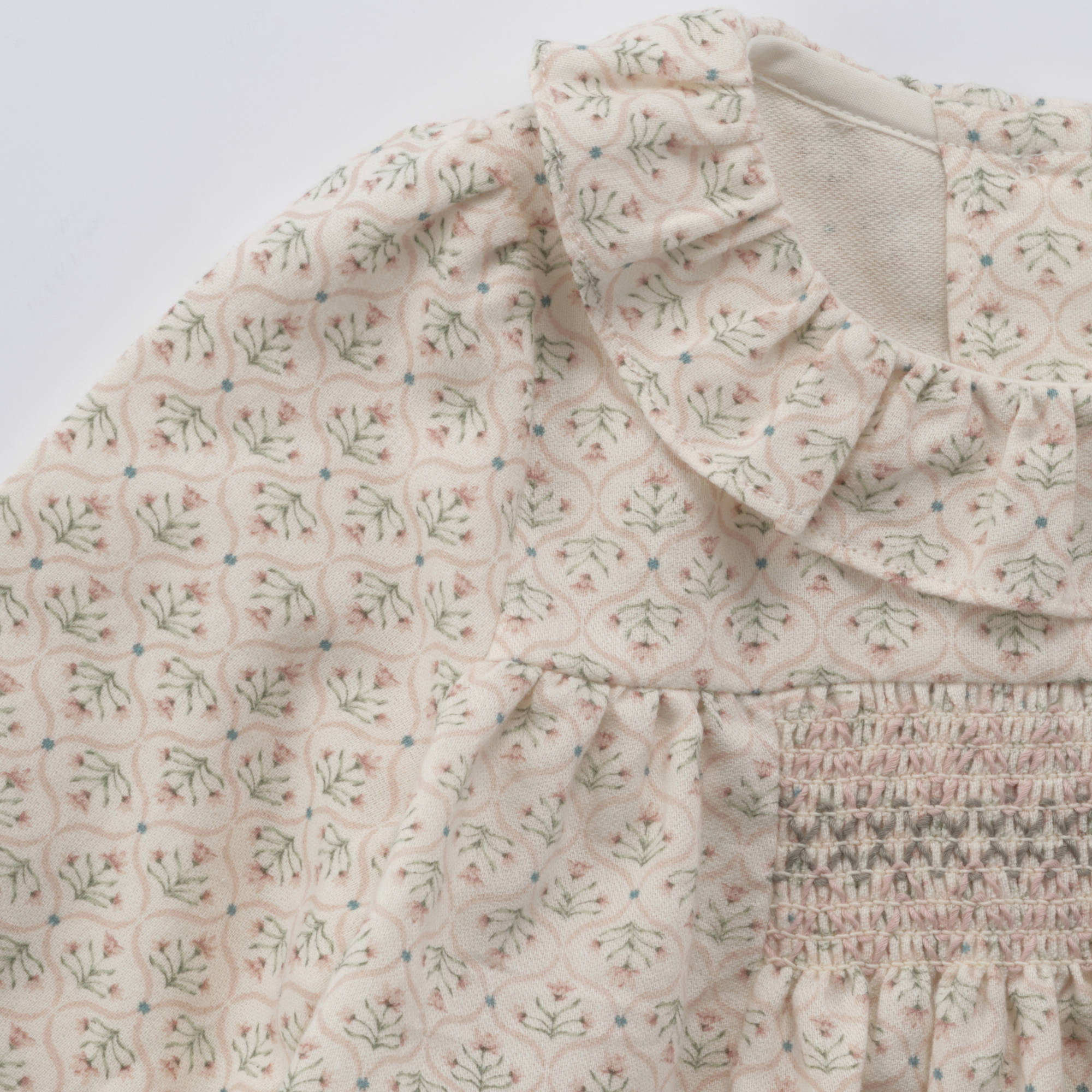 Baby Girls Light Pink Printed Cotton Babysuit