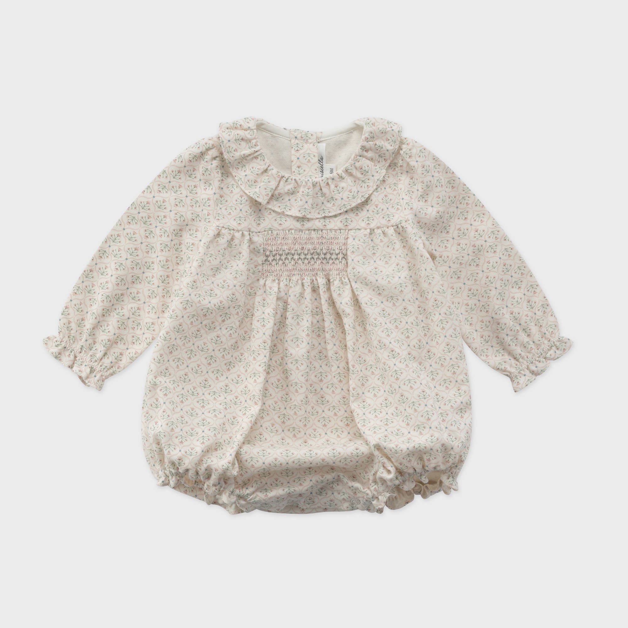 Baby Girls Light Pink Printed Cotton Babysuit