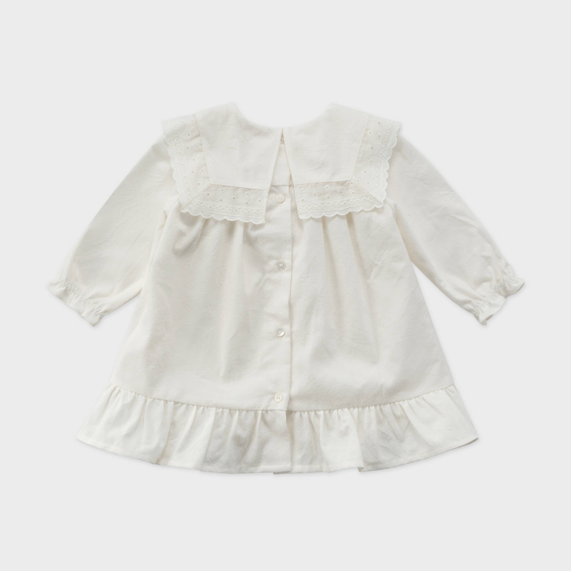 Baby Girls White Ruffled Cotton Dress