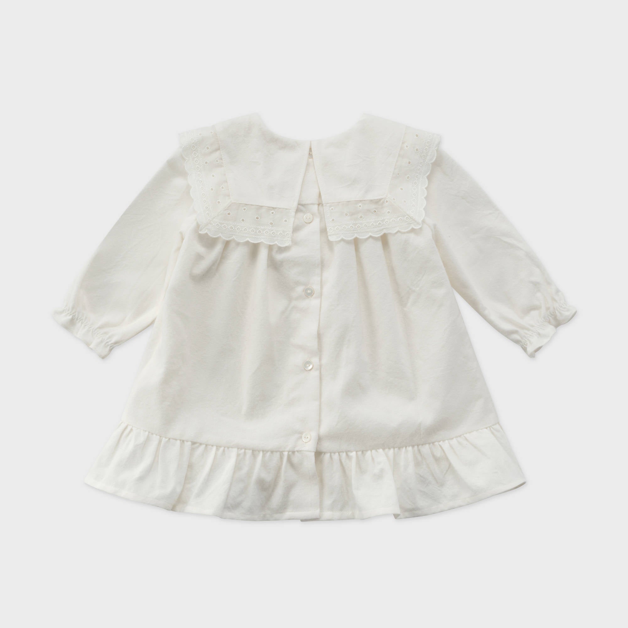 Baby Girls White Ruffled Cotton Dress