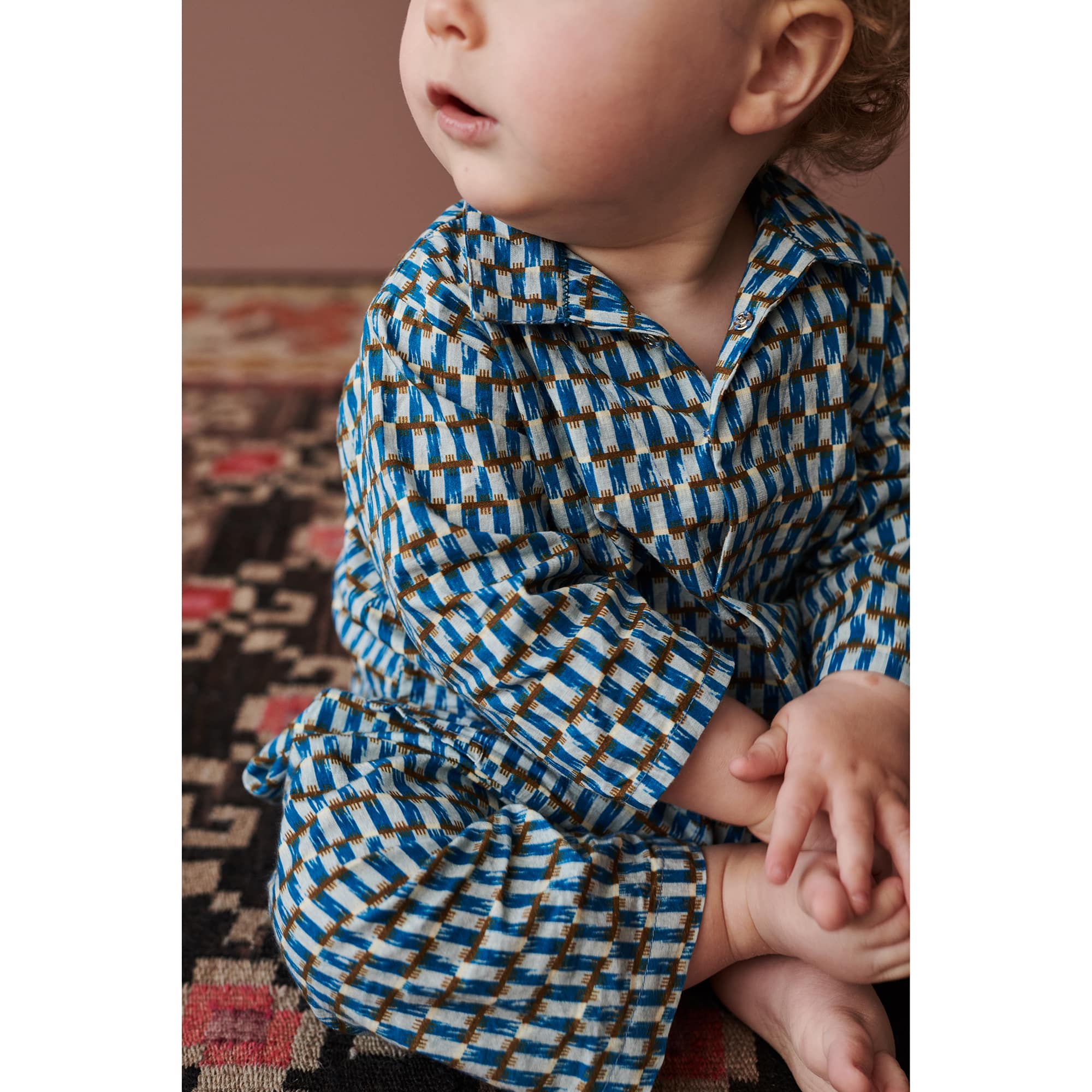 Boys & Girls Blue Printed Cotton Shirt