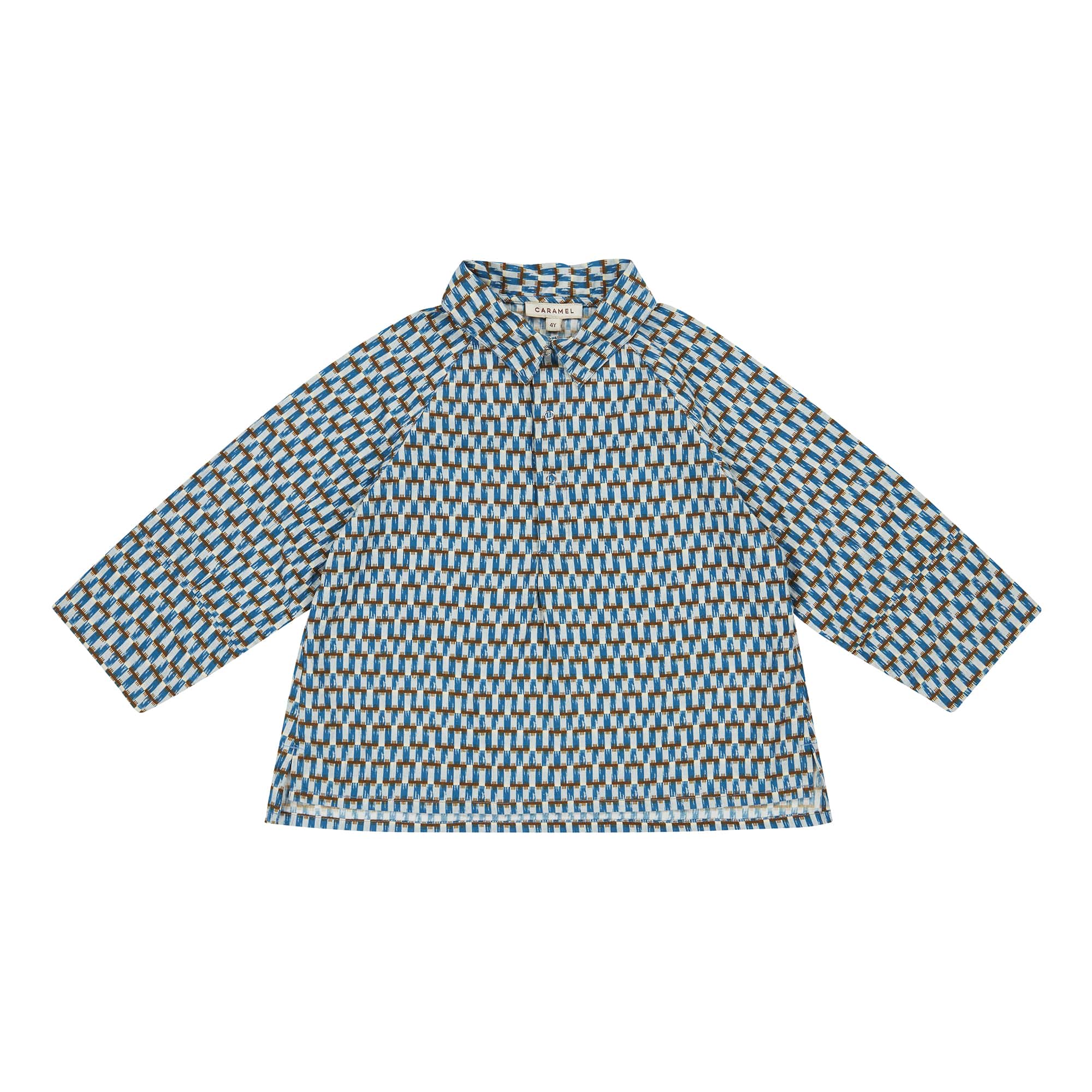 Boys & Girls Blue Printed Cotton Shirt