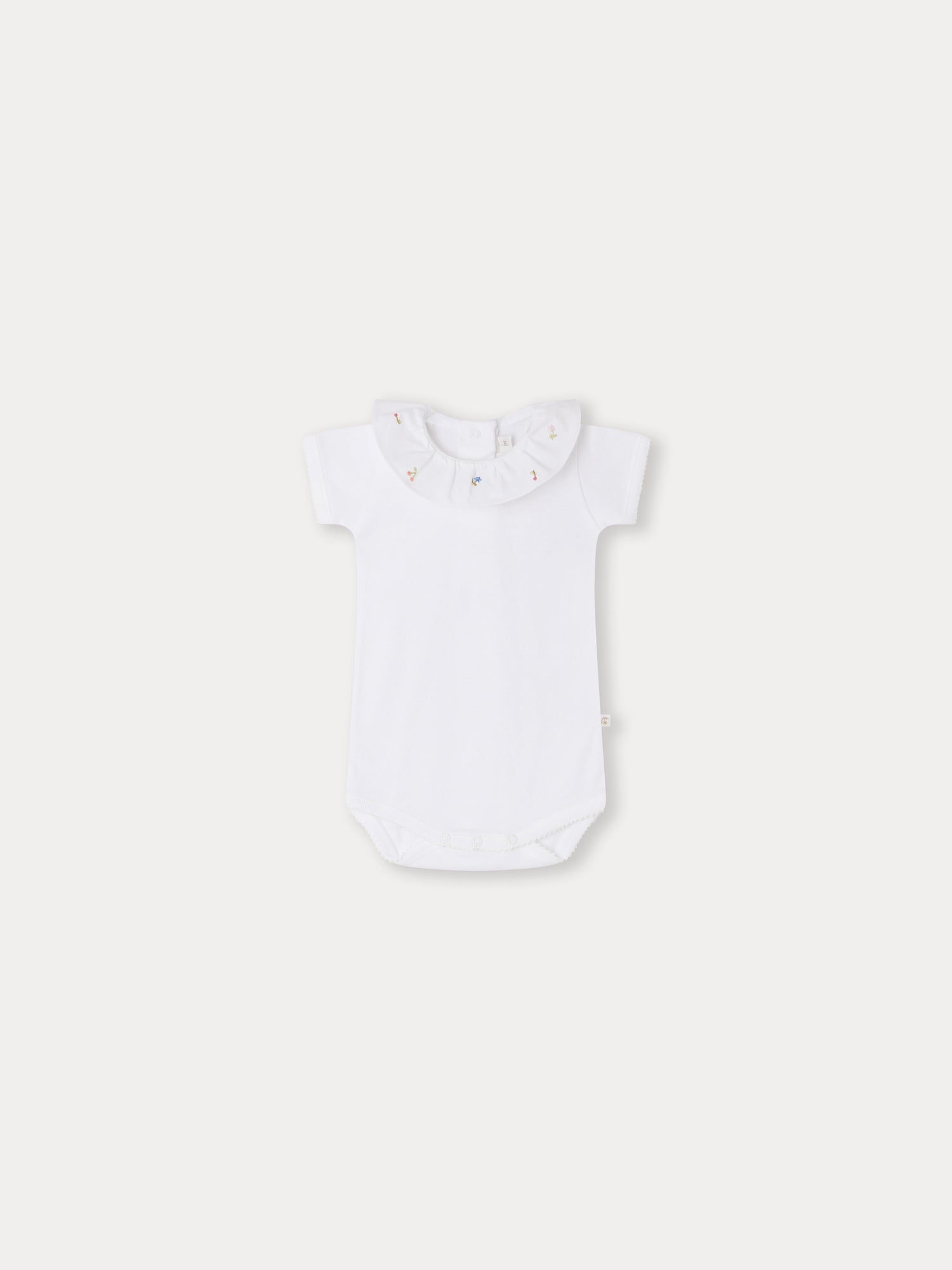 Baby Girls White Ruffled Cotton Babysuit