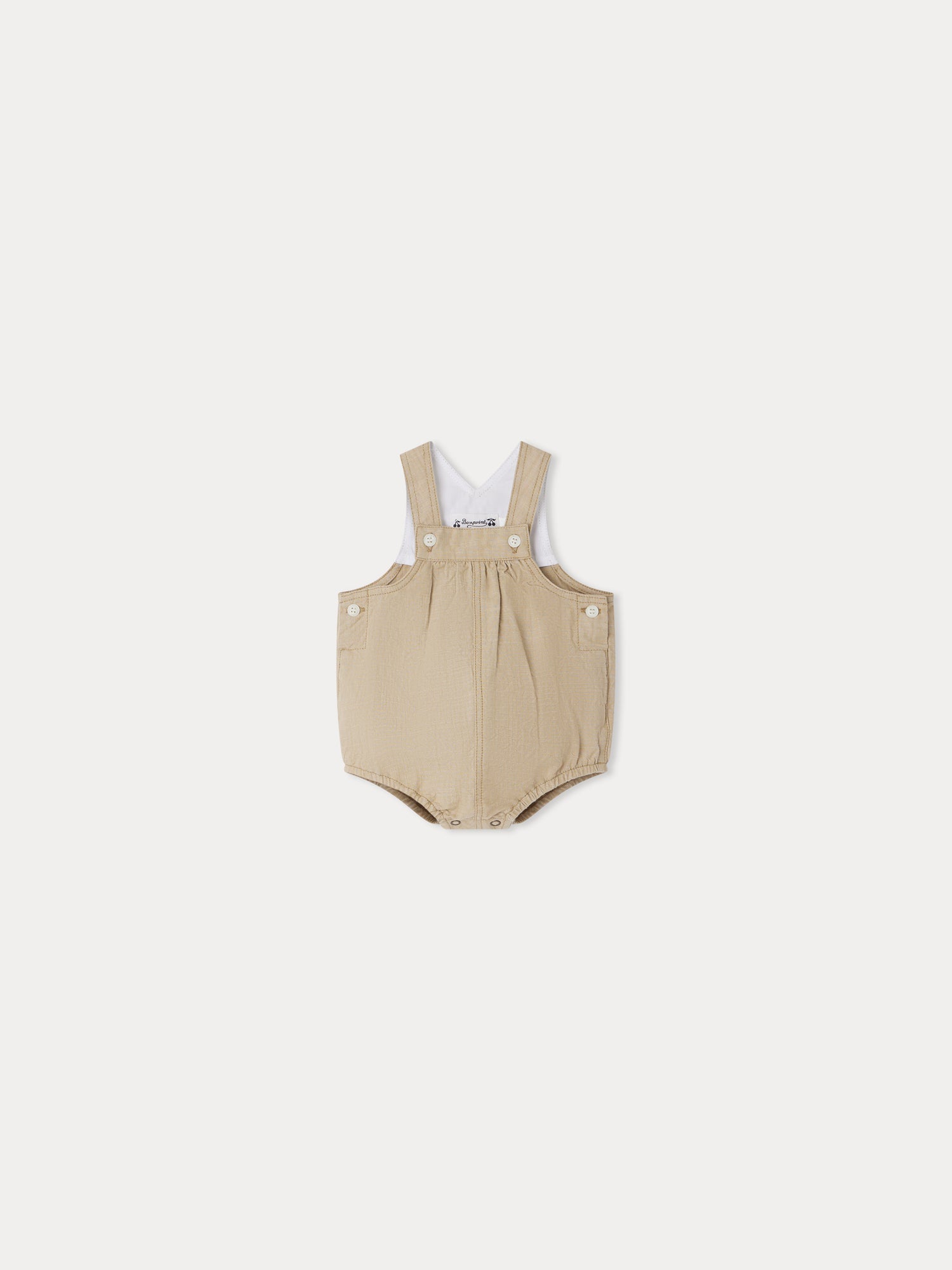 Baby Boys & Girls Beige Cotton Babysuit