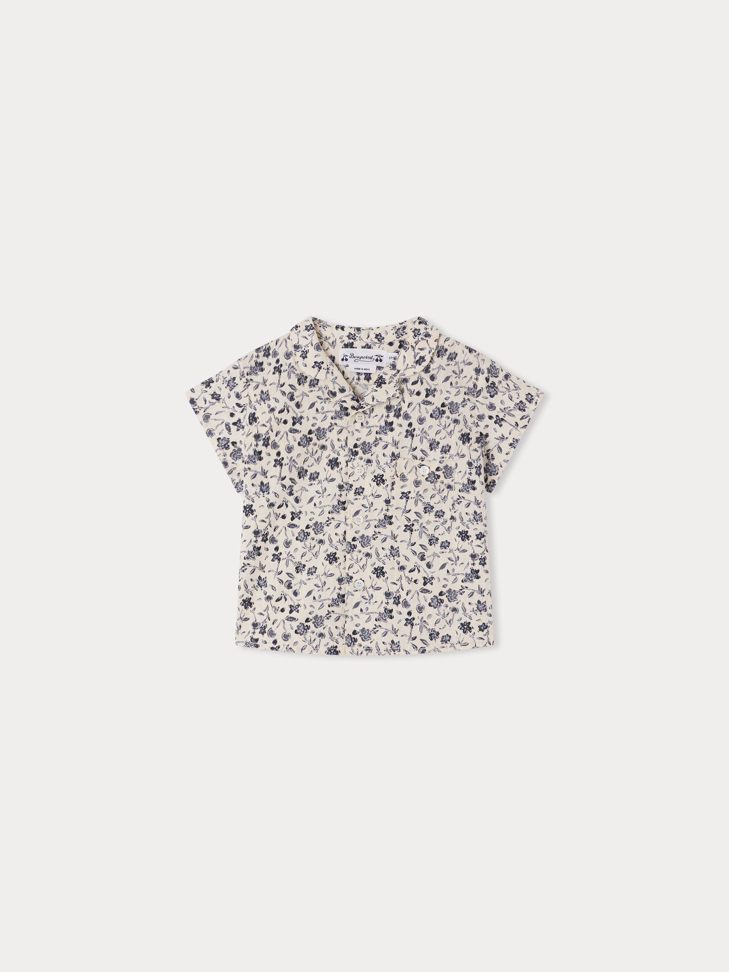 Baby Boys Grey Floral Cotton Shirt