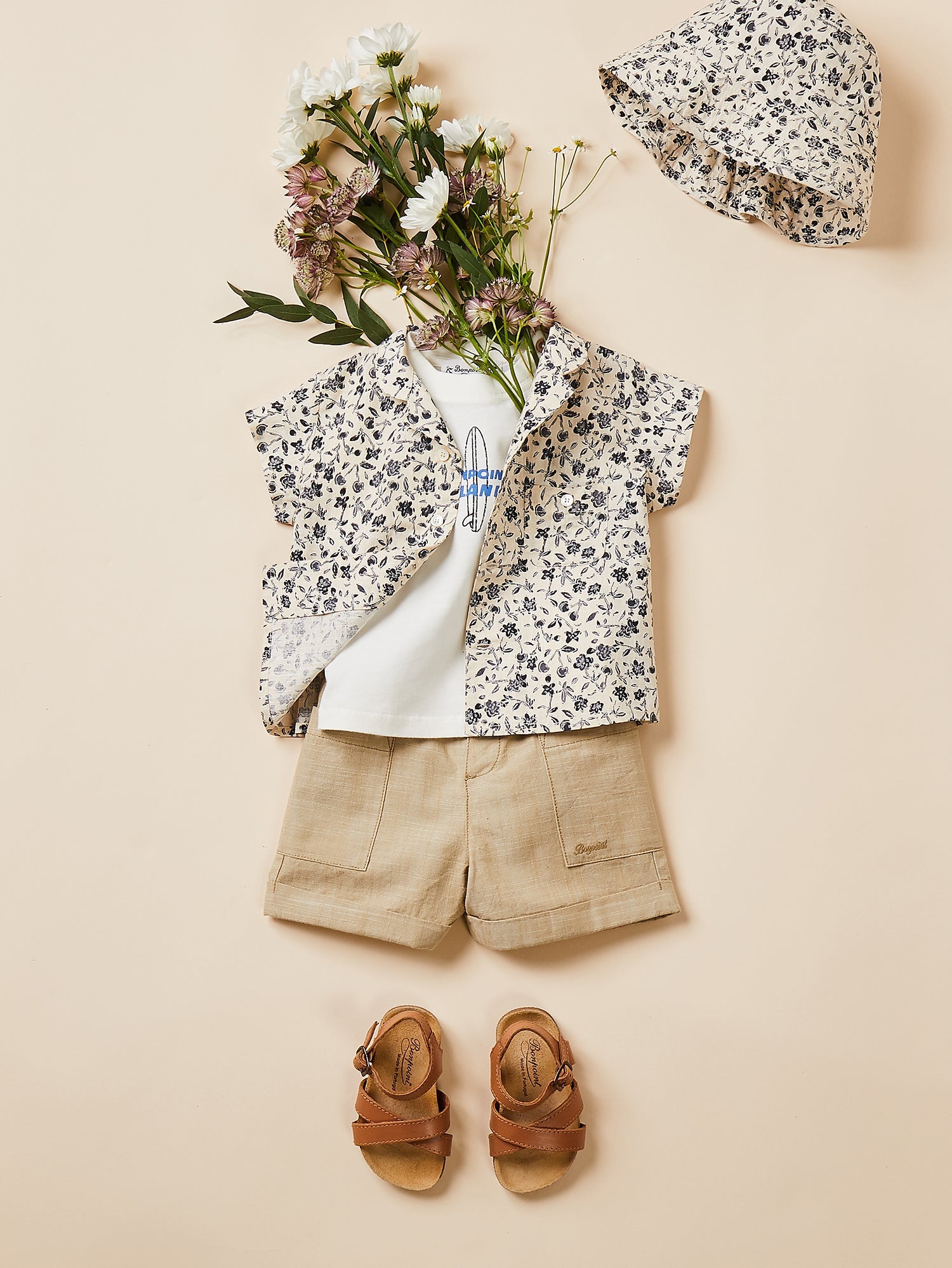 Baby Boys Grey Floral Cotton Shirt