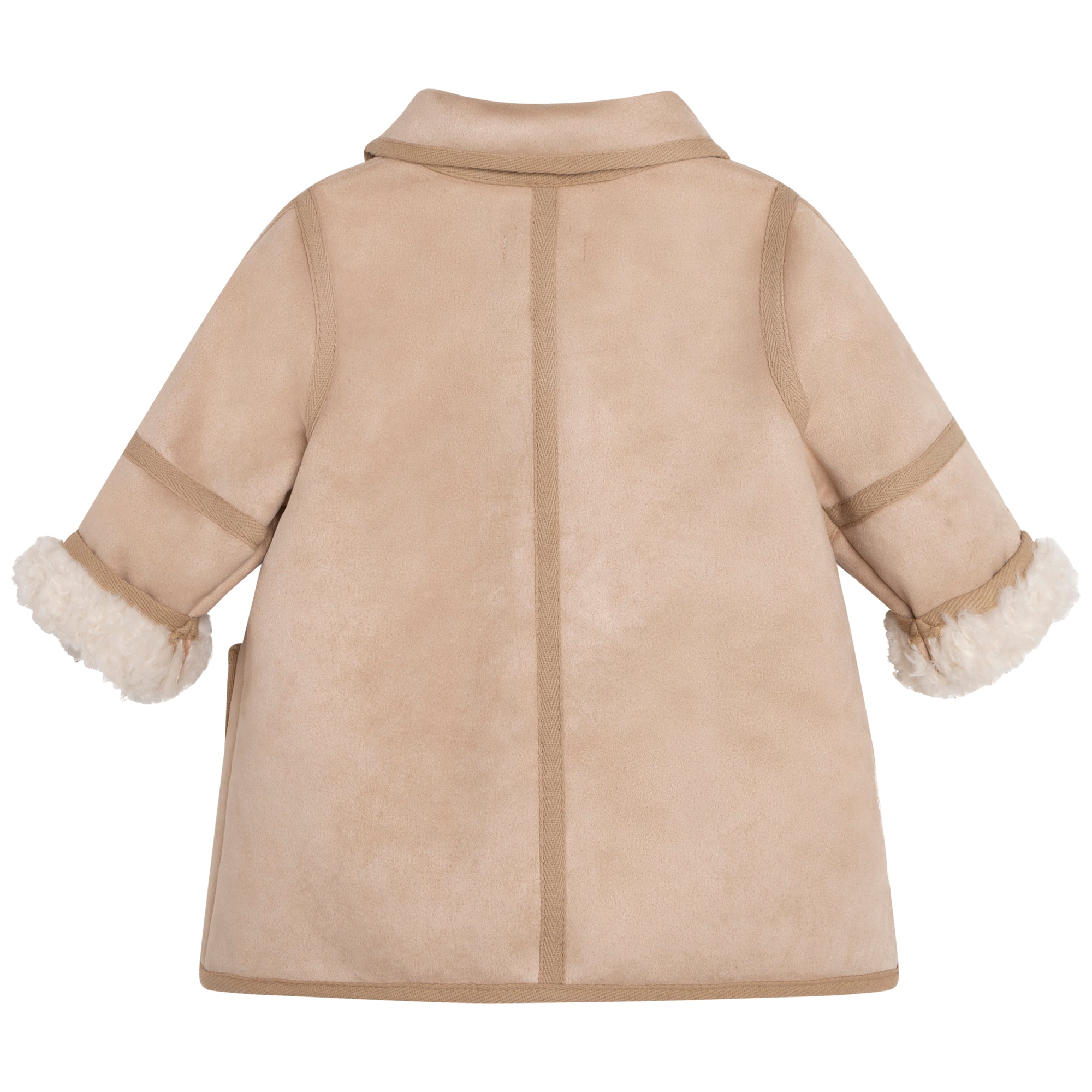 Baby Girls Beige Faux Suede Coat