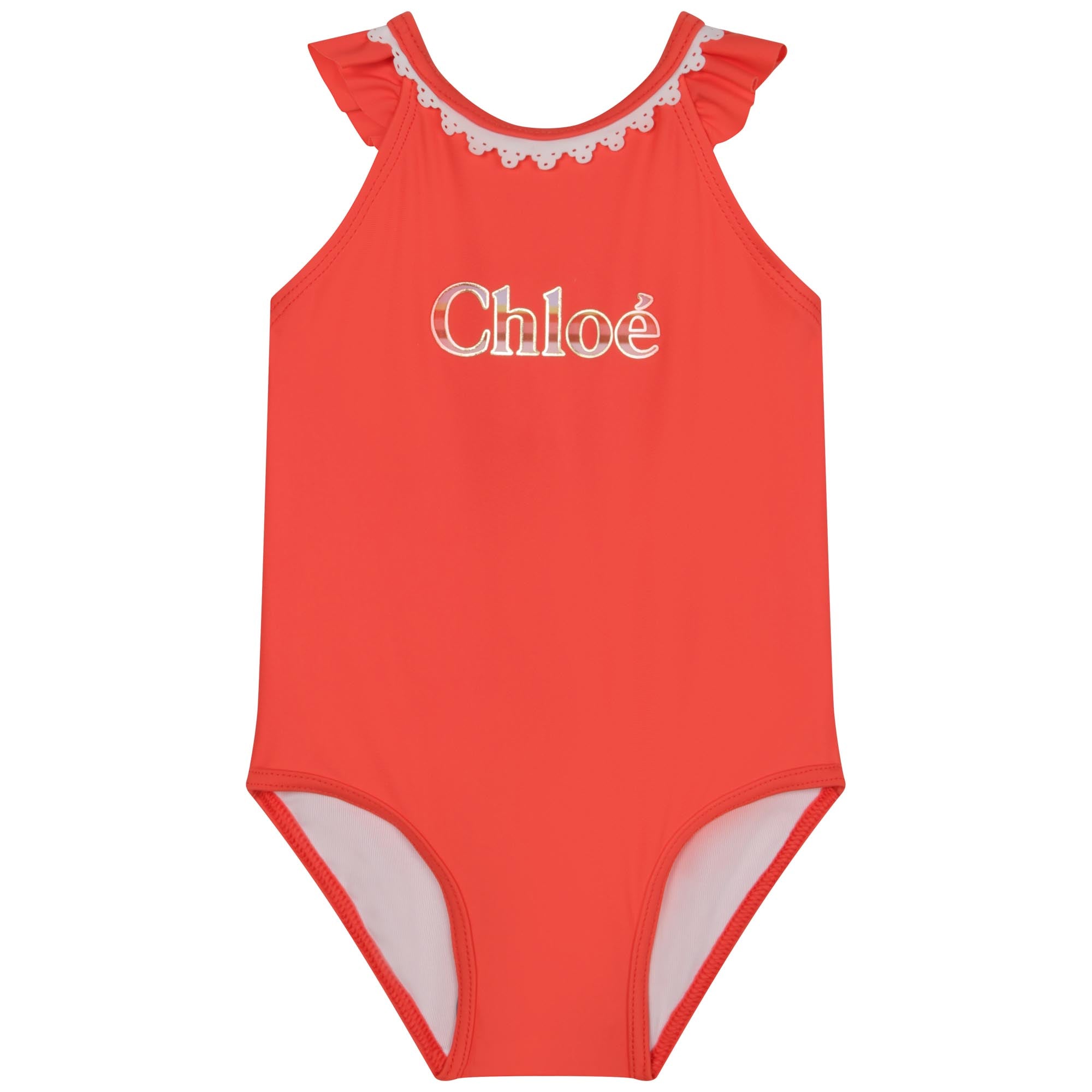 Girls Red Logo Swimsuit
