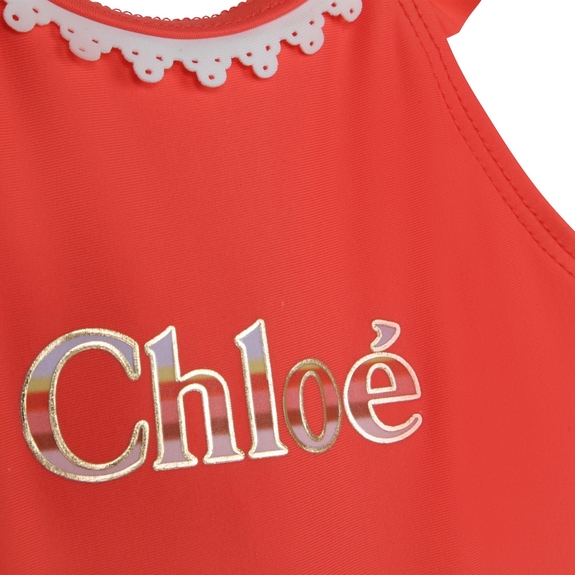 Girls Red Logo Swimsuit