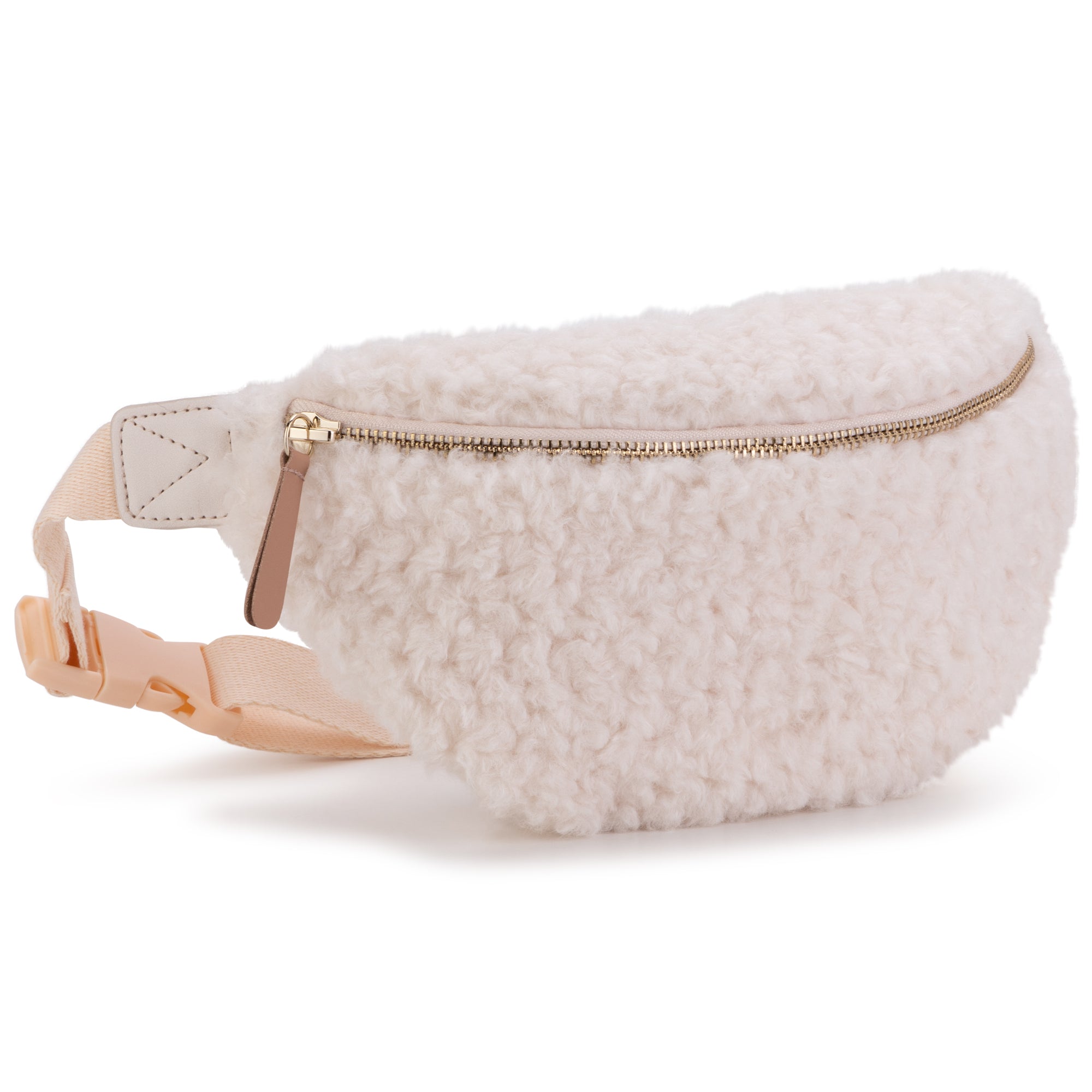 Girls Ivory Faux Fur Belt Bag