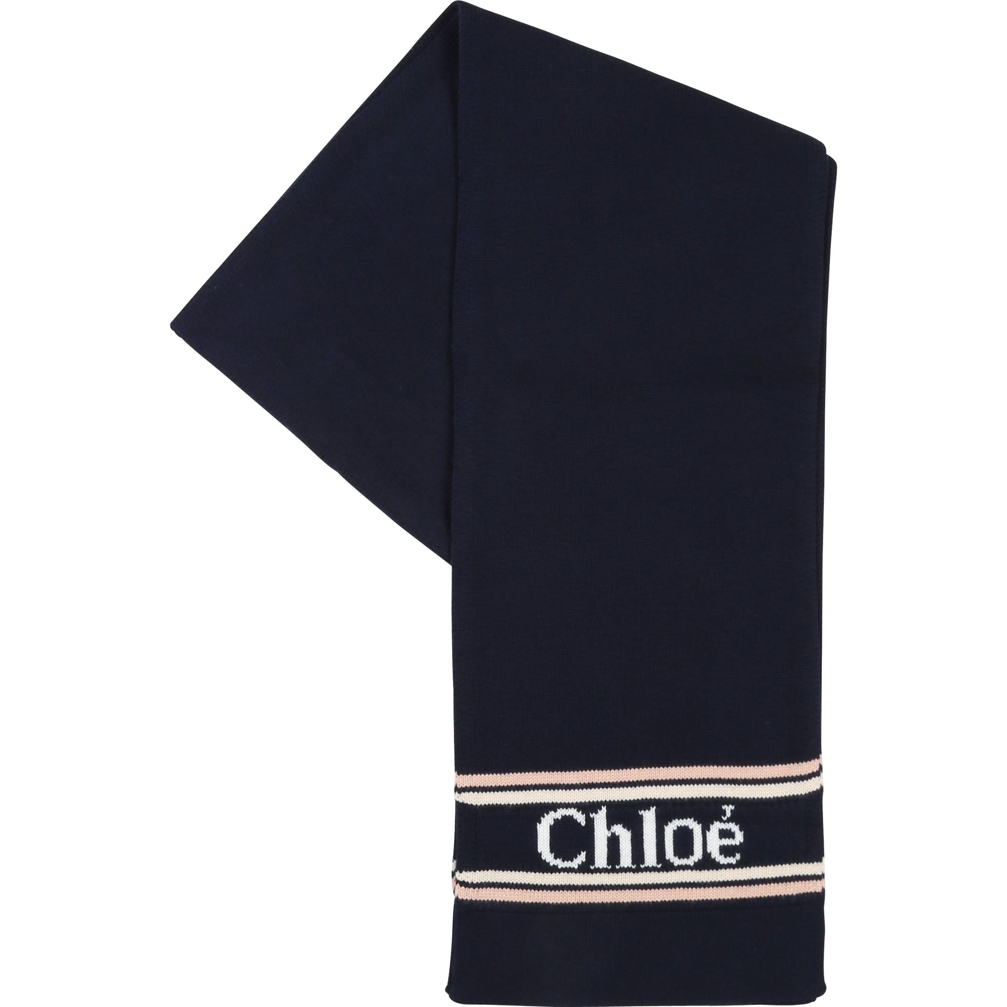 Girls Dark Blue Logo Cotton Scarf