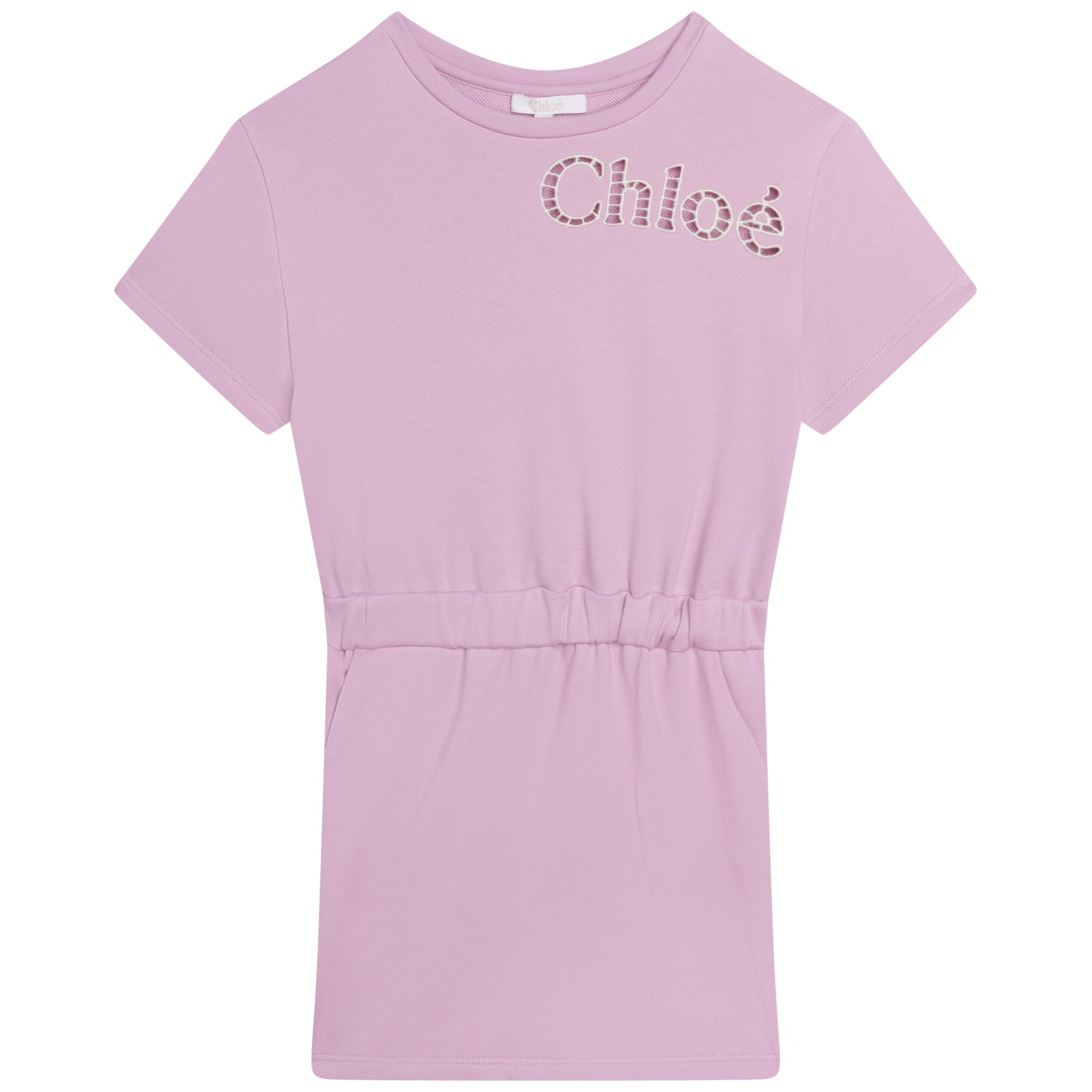 Girls Pink Logo Cotton Dress