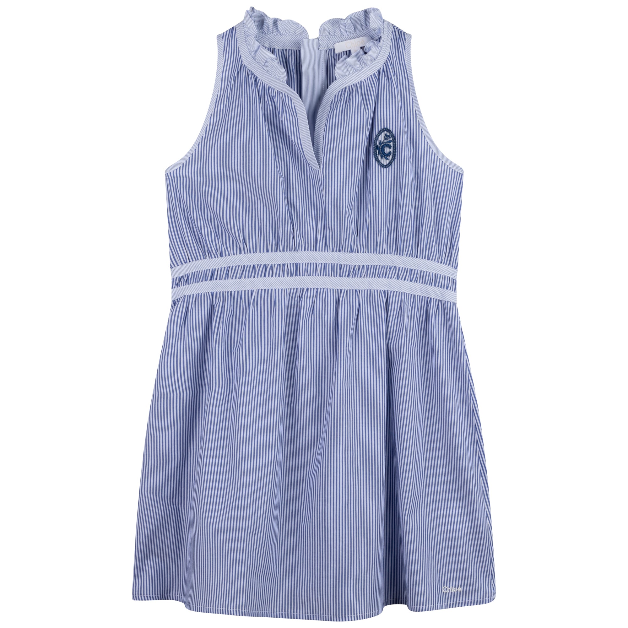Girls Blue Stripe Cotton Dress