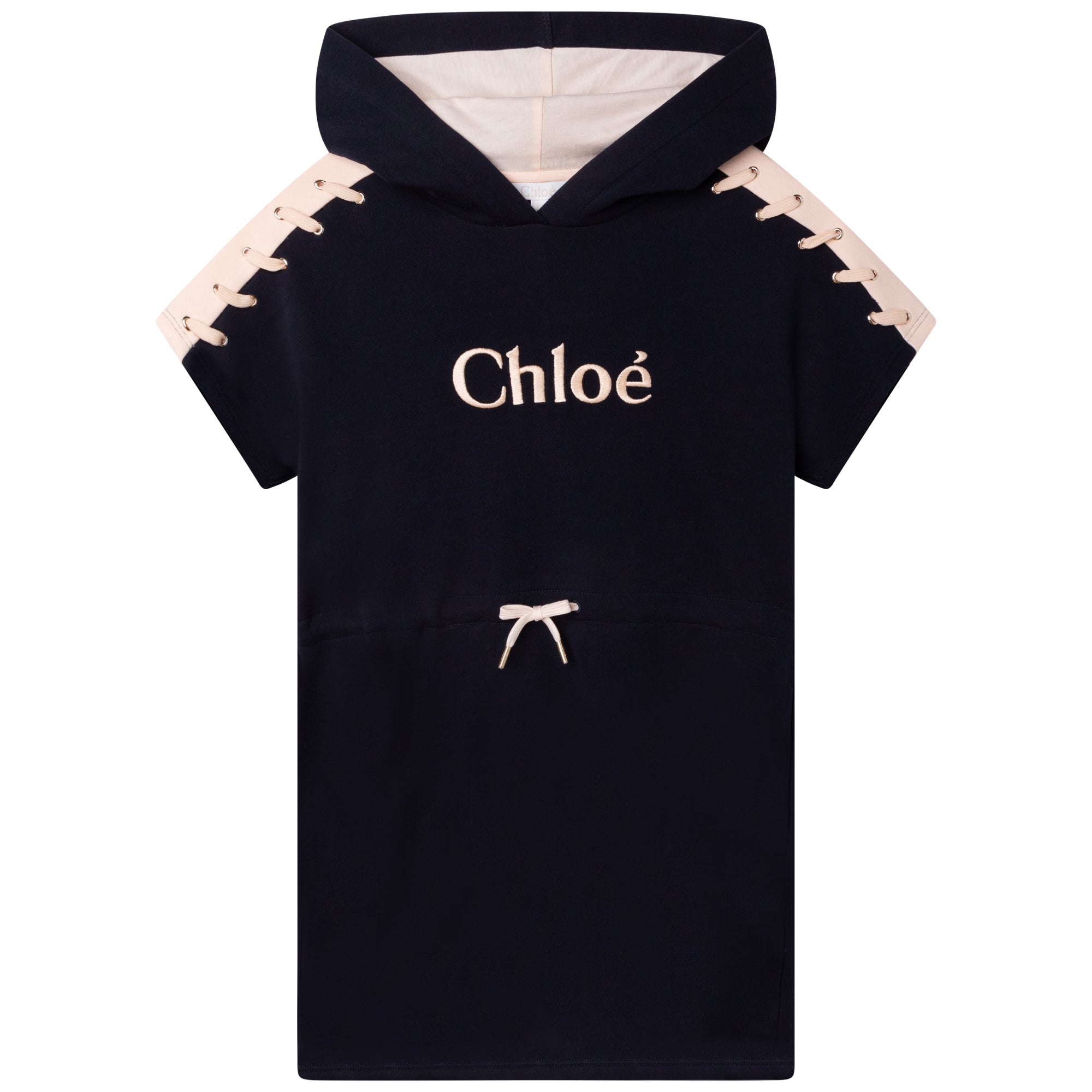 Girls Blue Hooded Cotton Dress