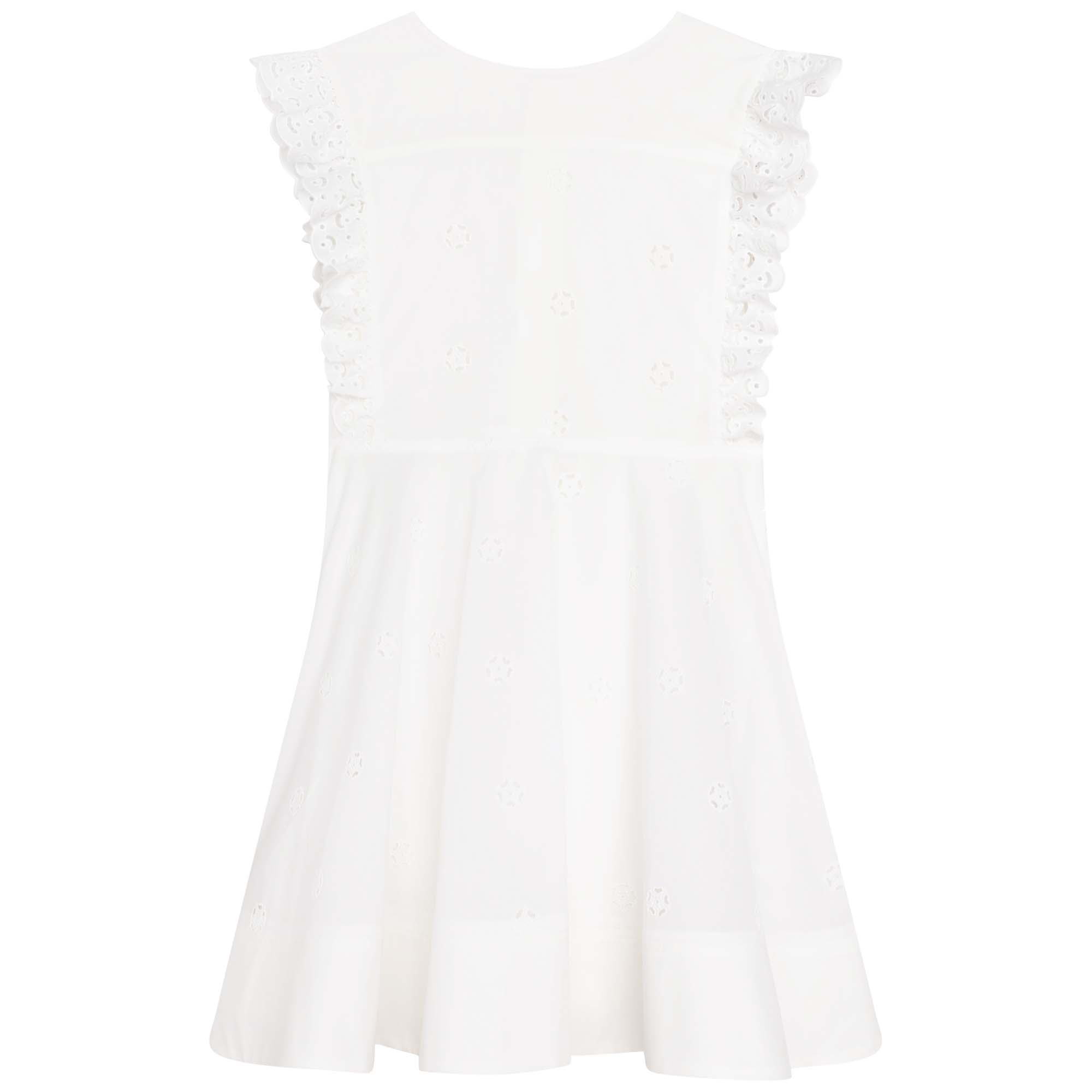 Girls White Cotton Dress
